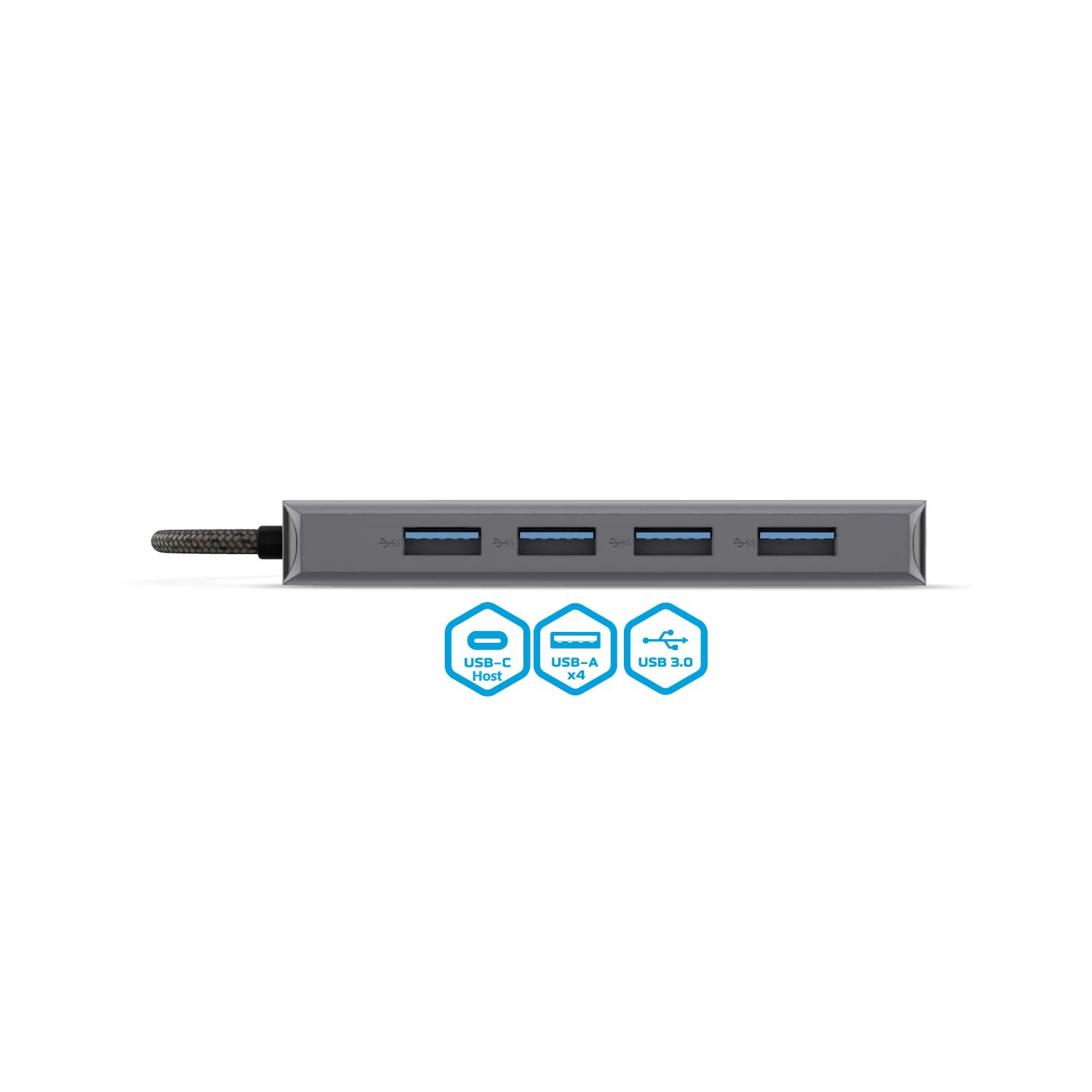 Concentrateur d'extension USB-C mince 4-en-1 de BlueDiamond