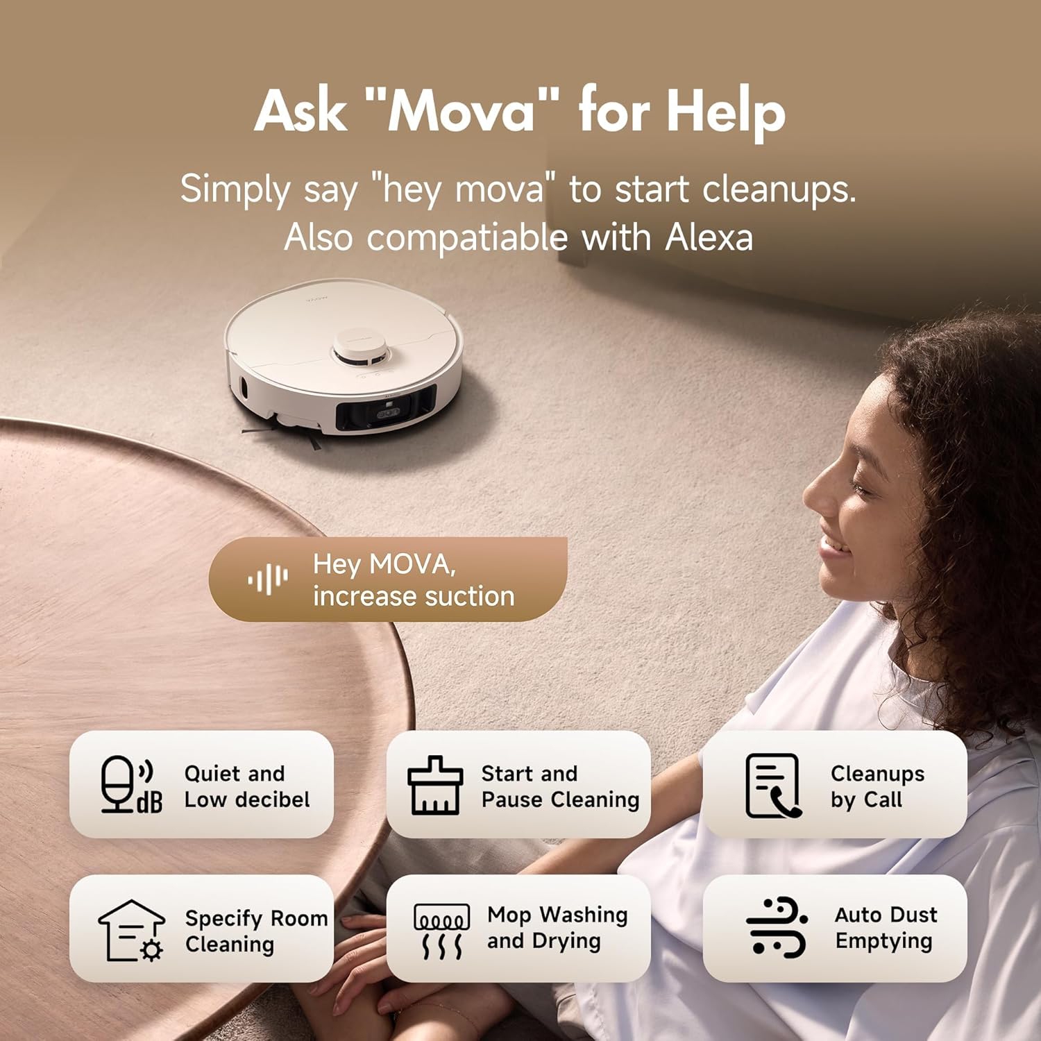 Mova P10 Pro Ultra Robot Vacuum and Mop Combo, 13,000Pa Suction, Hot Water Mop Cleaning & Drying, 360° Obstacle Avoidance, App Control