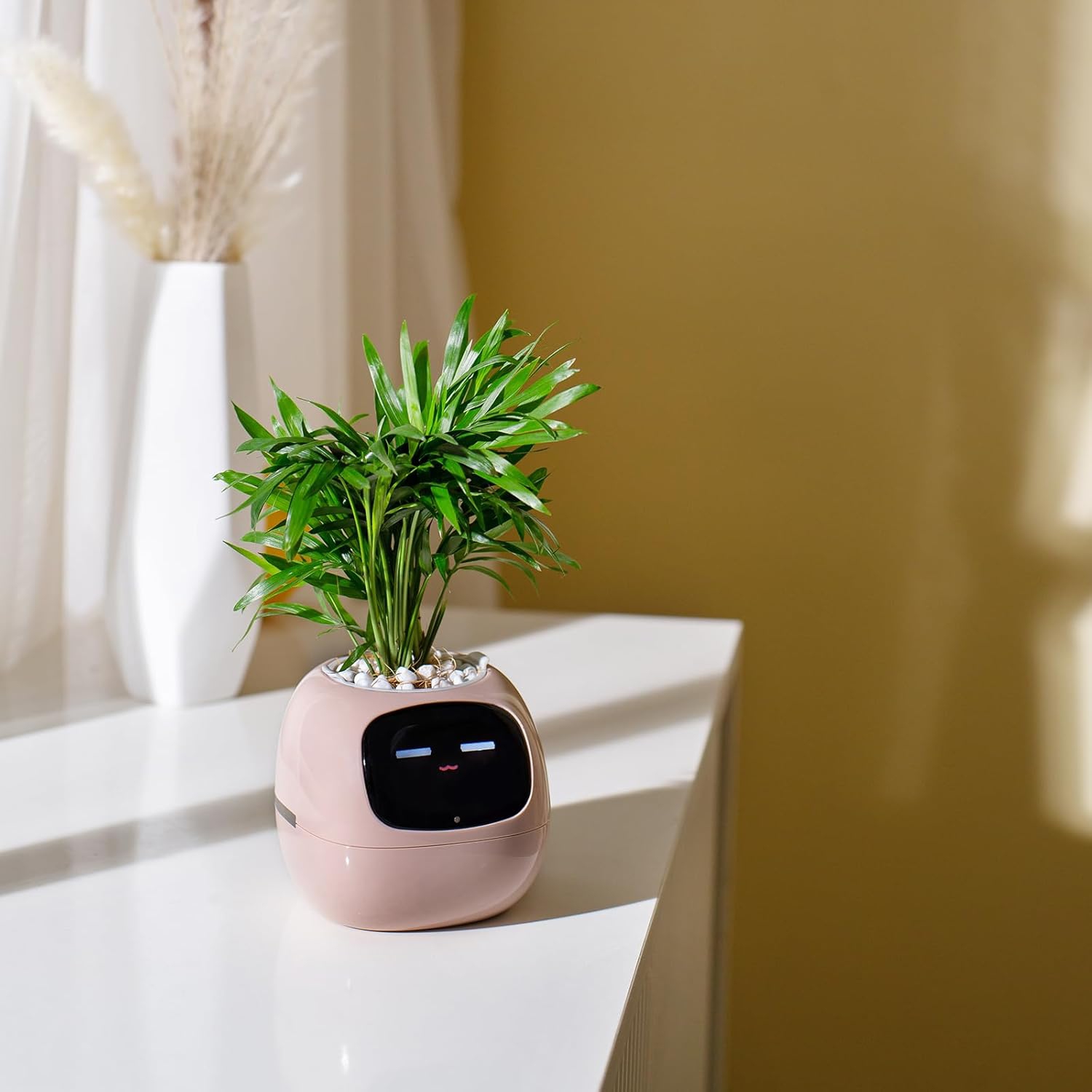 Ivy Smart pet Planter Robot Guidance on Plant Care with Emojis, Adorable Plant Companion with Rich Gesture Interaction, Neat Desk Setup Gift - Pink