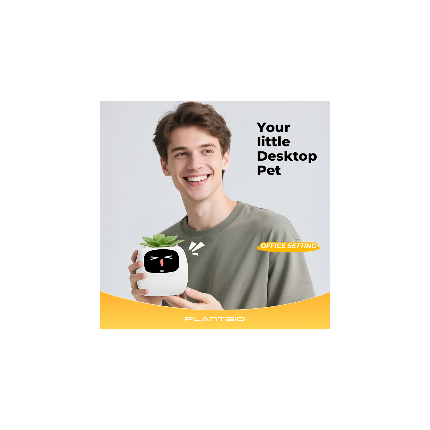 Ivy Smart Pet Planter Robot Guidance on Plant Care with Emojis, Adorable Plant Companion with Rich Gesture Interaction, Neat Desk Set Gift - Vert