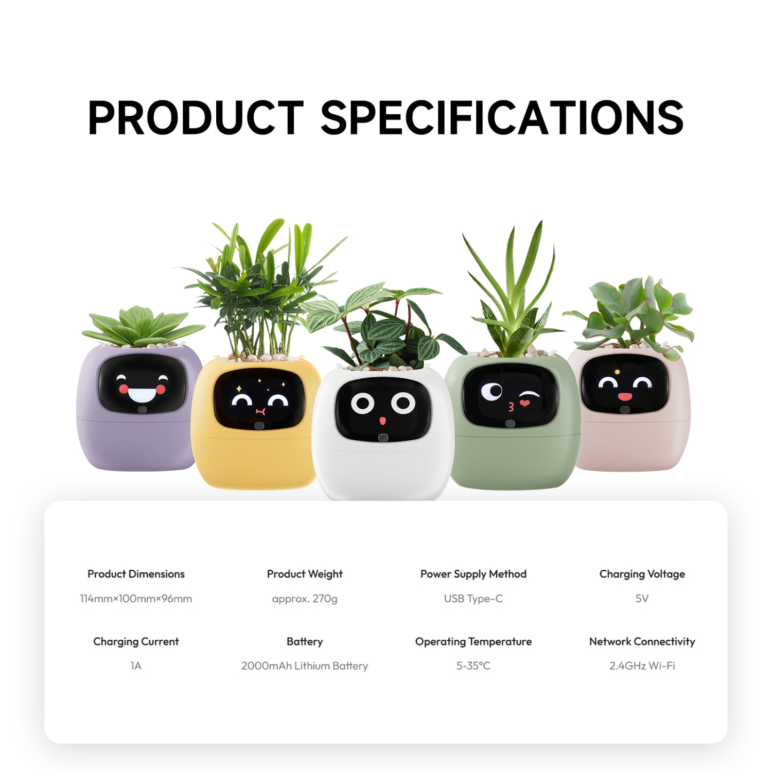 Ivy Smart Pet Planter Robot Guidance on Plant Care with Emojis, Adorable Plant Companion with Rich Gesture Interaction, Neat Desk Set Gift - Vert
