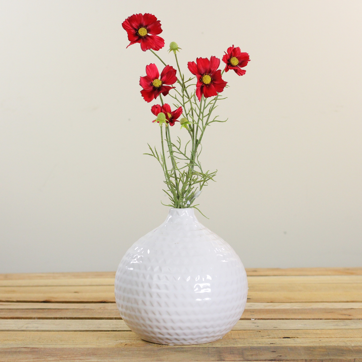 28" Cherry Red and Canary Yellow Cosmos Artificial Stemmed Flower Spray