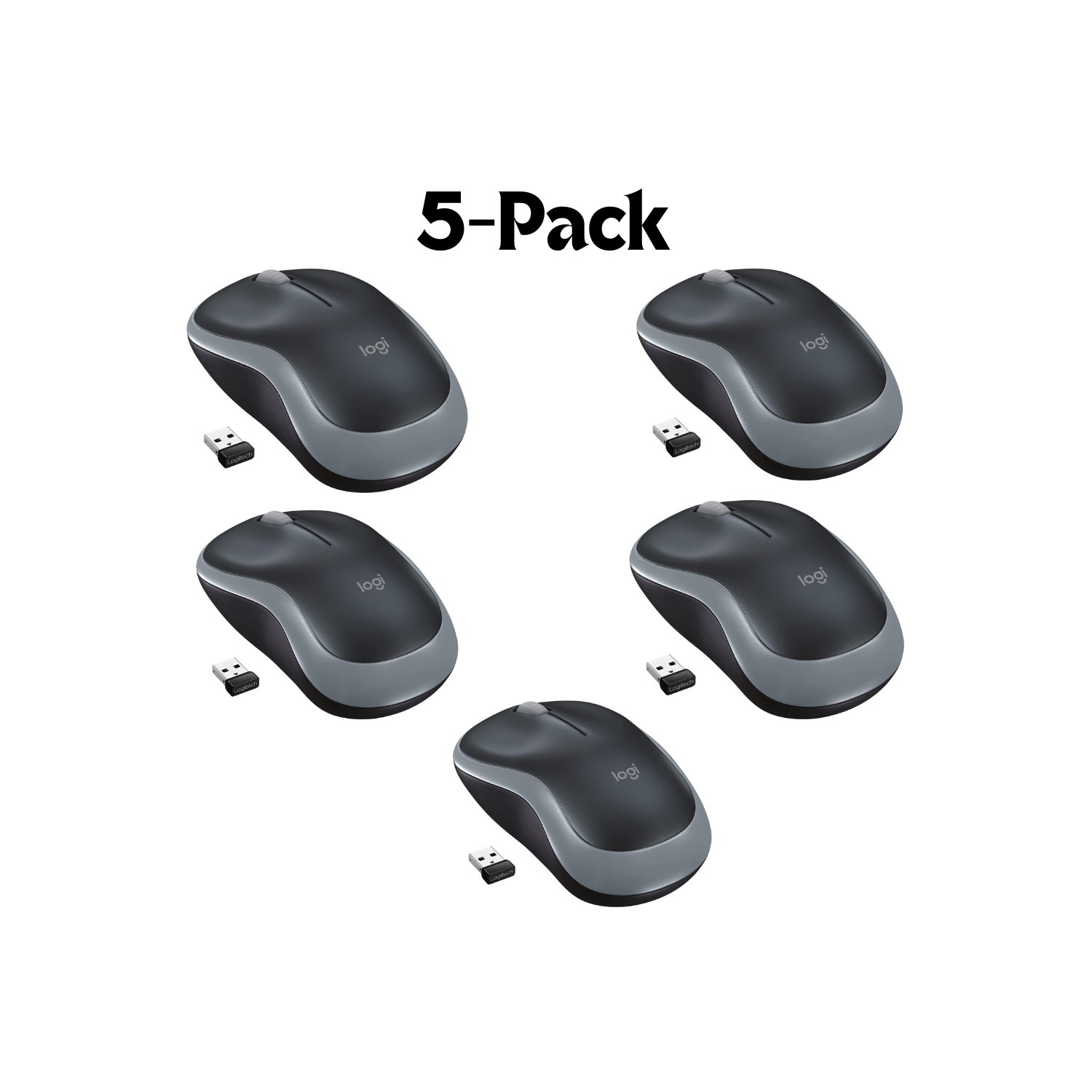 Pack of -5 Logitech M185 Wireless Mouse, Business, school and Family