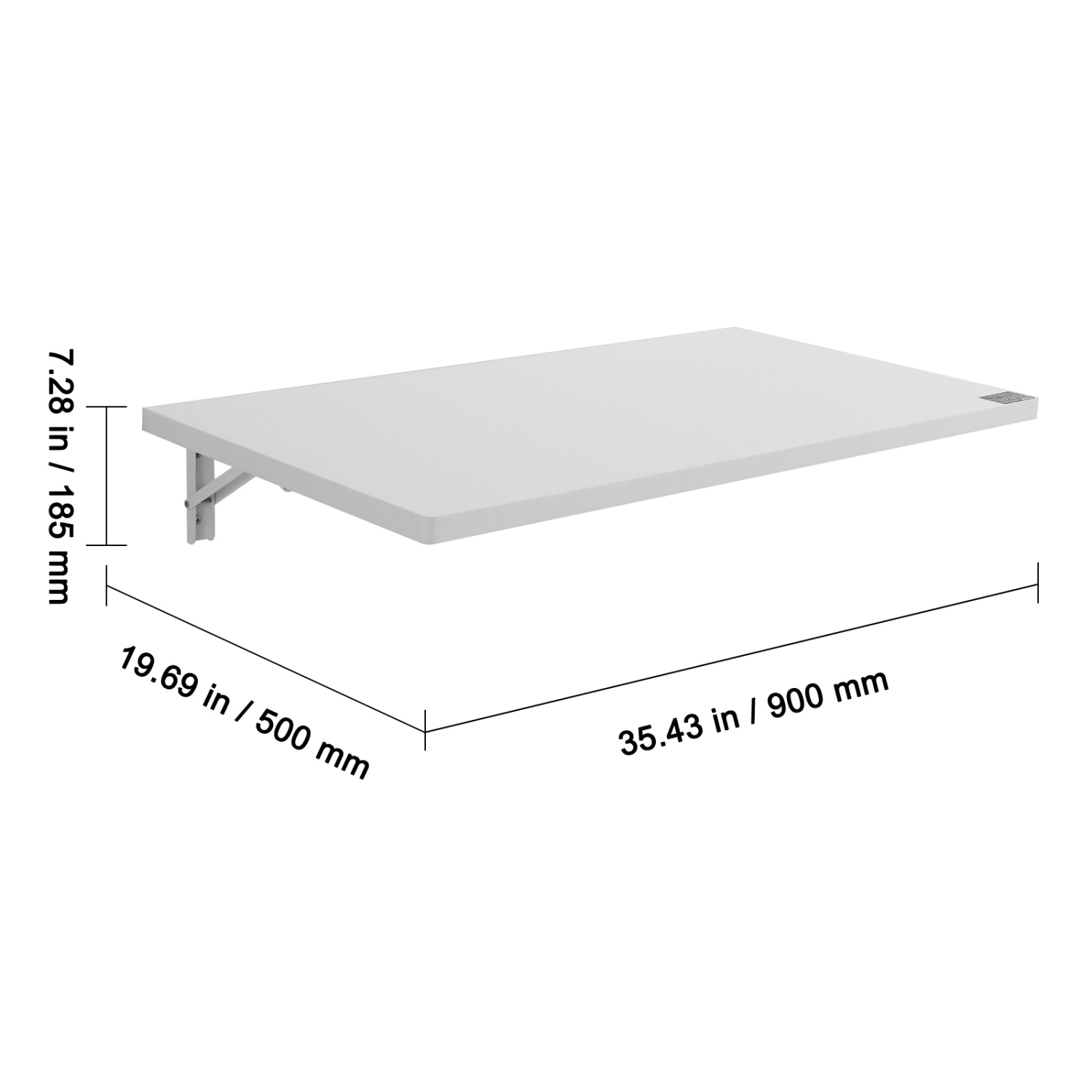 VEVOR 35.43" x 19.69" Wall Mounted Folding Table, Wall Mount Drop Leaf Table, Floating Desk with Iron Bracket, Fold Down Desk for Small Spaces, Home