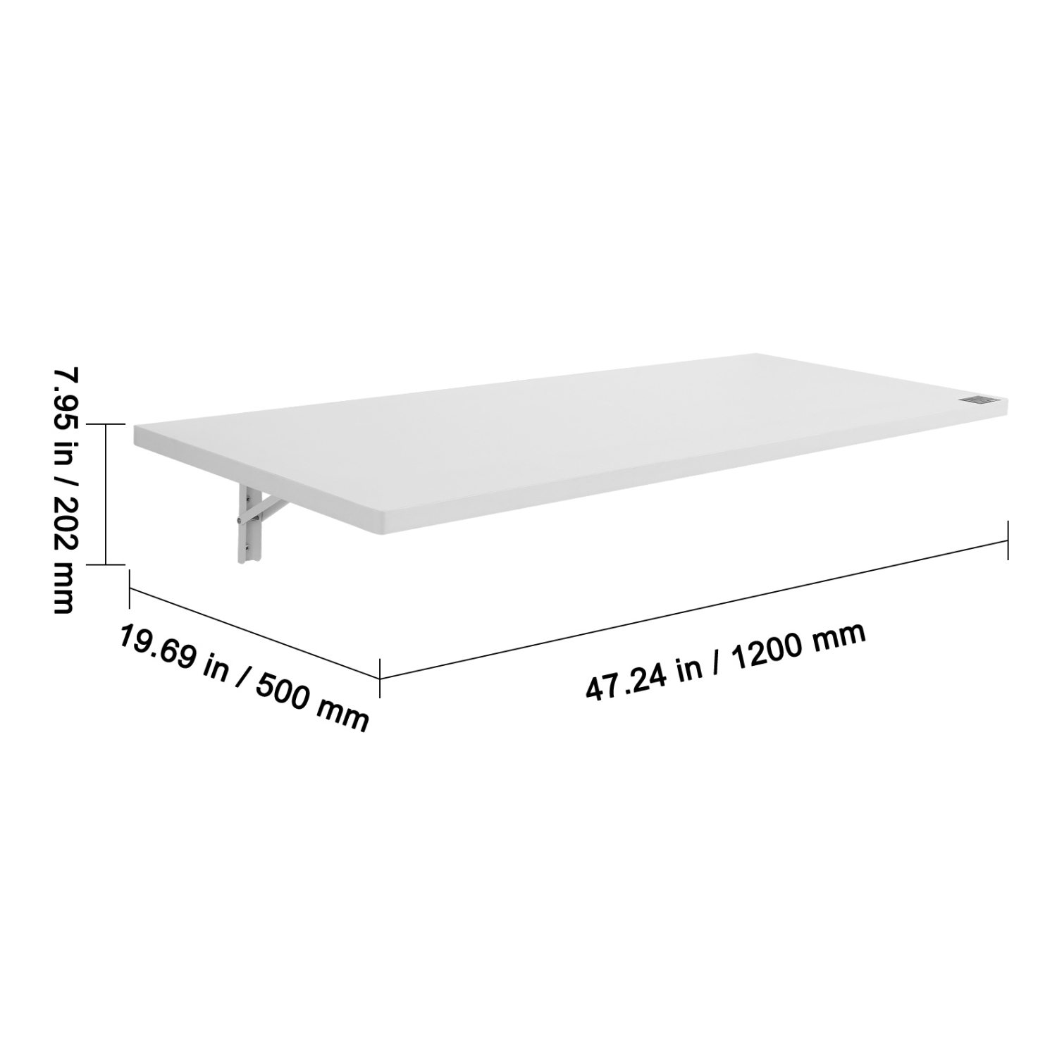 VEVOR 47.24" x 19.69" Wall Mounted Folding Table, Wall Mount Drop Leaf Table, Floating Desk with Iron Bracket, Fold Down Desk for Small Spaces, Home