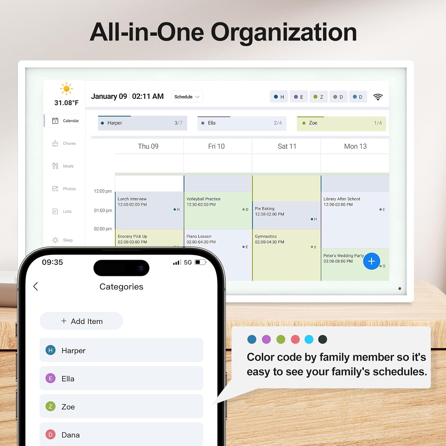Digital Calendar: 15.6 Inch Smart Family Calendar & Chore Chart, 1920 * 1080 IPS Wall Mounted Picture Frame, Family Schedules Weekly and Monthly