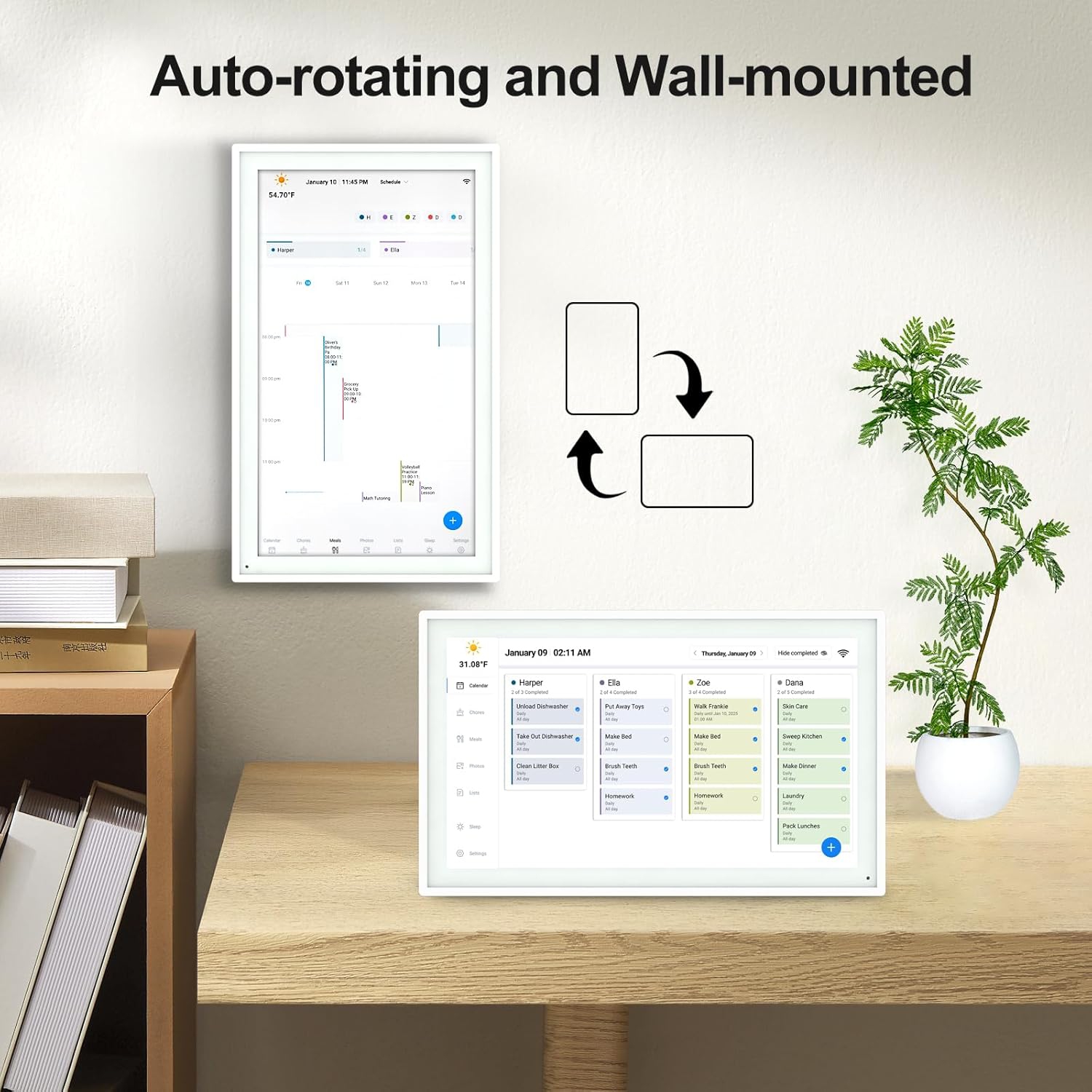 Digital Calendar: 15.6 Inch Smart Family Calendar & Chore Chart, 1920 * 1080 IPS Wall Mounted Picture Frame, Family Schedules Weekly and Monthly