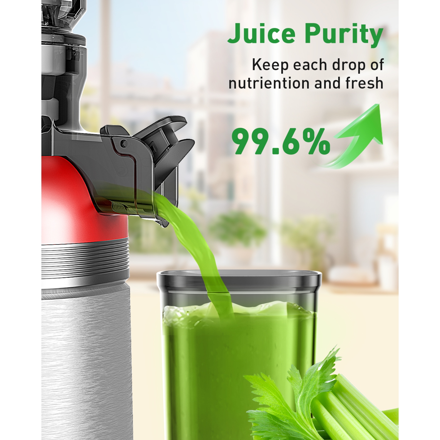GlowWise Cold Press Juicer 4.35" Extra-Wide Chute, Slow Masticating for 30% Yield! QuietTech 3-Min Clean. Ideal for Homes/Gym/Wellness –