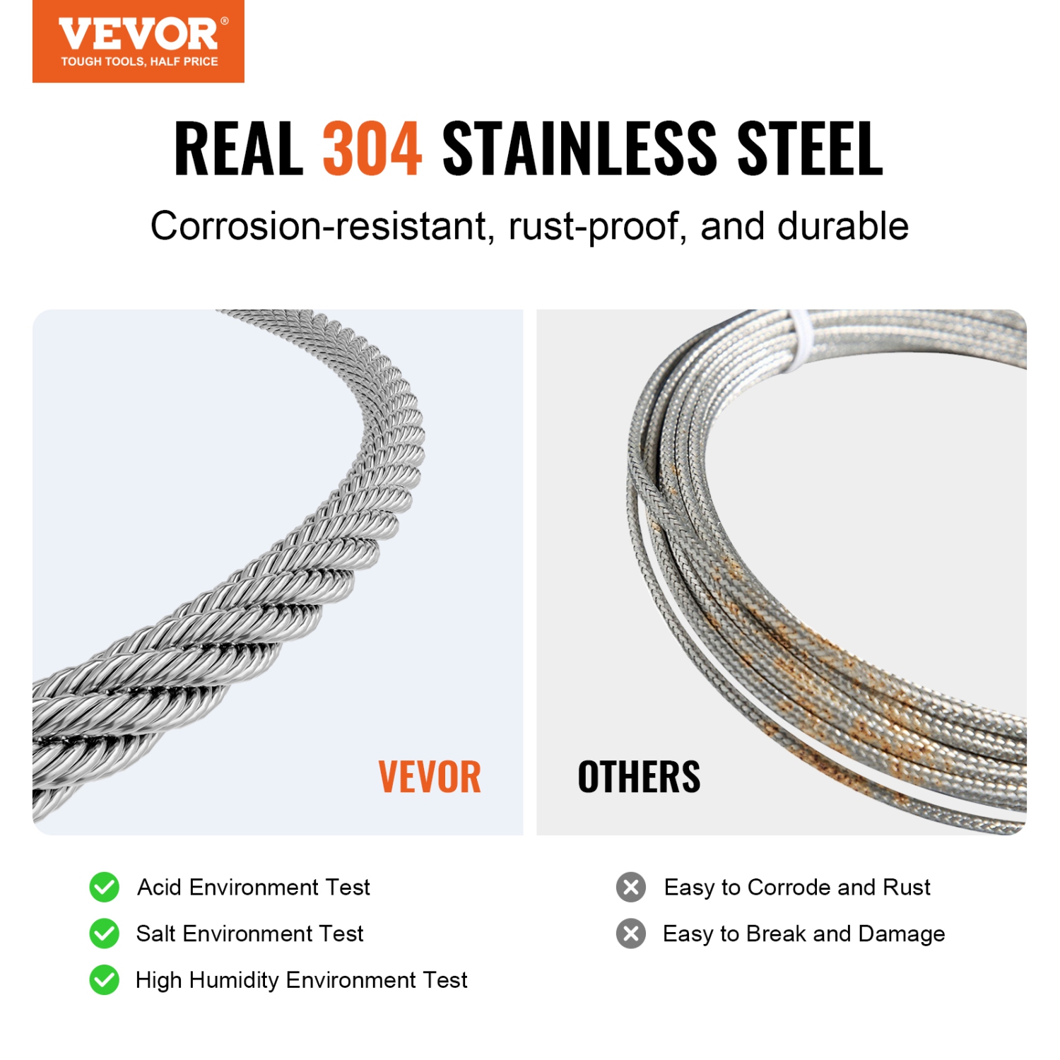 VEVOR 1/8" 100 ft Wire Rope Kit, 304 Stainless Steel Cable with 124 Accessories, 1600 lbs Breaking Strength, 7x7 Strands Construction Marine Aircraft