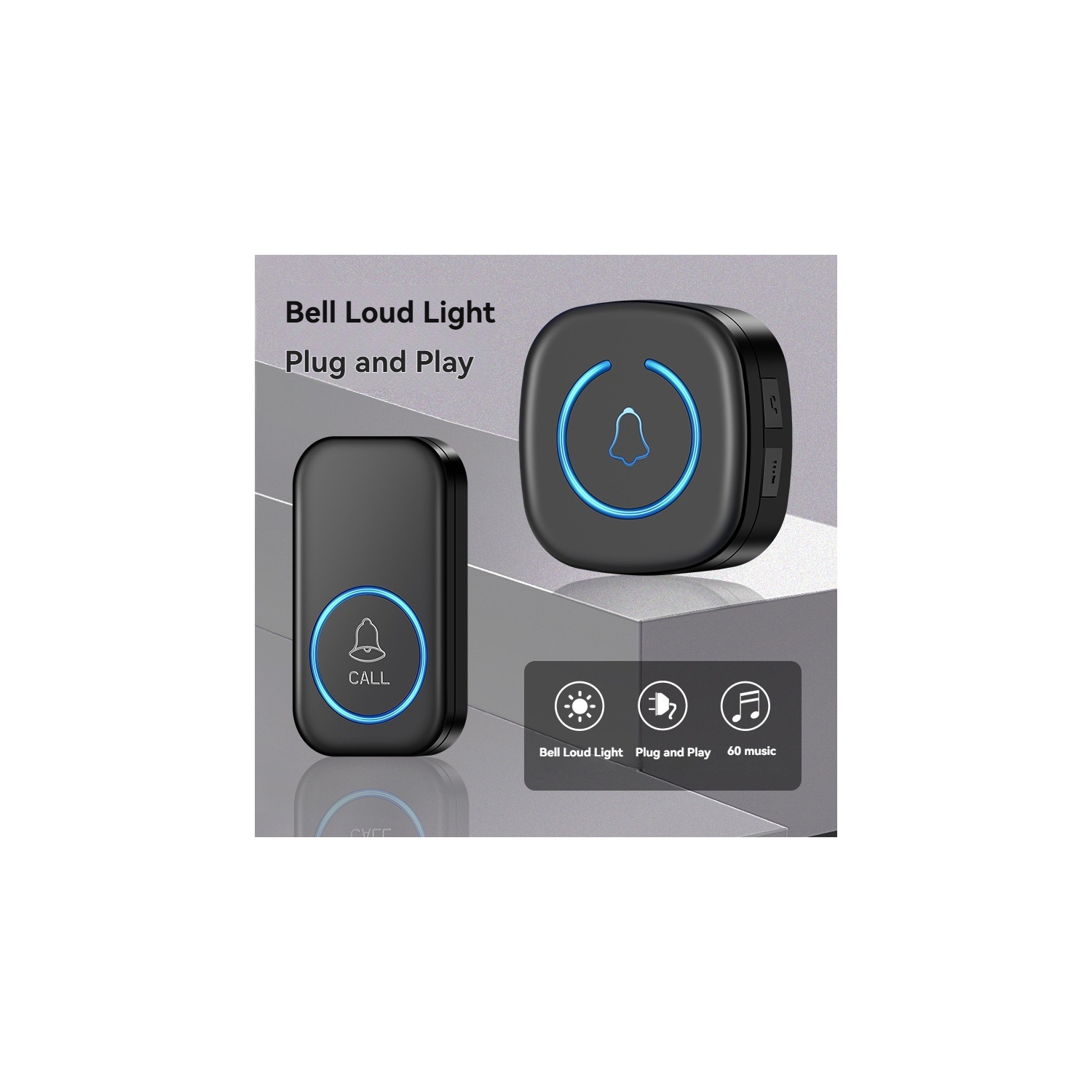 Wireless doorbell household long-distance electronic remote control flashing light smart ringing elderly sick call device - black