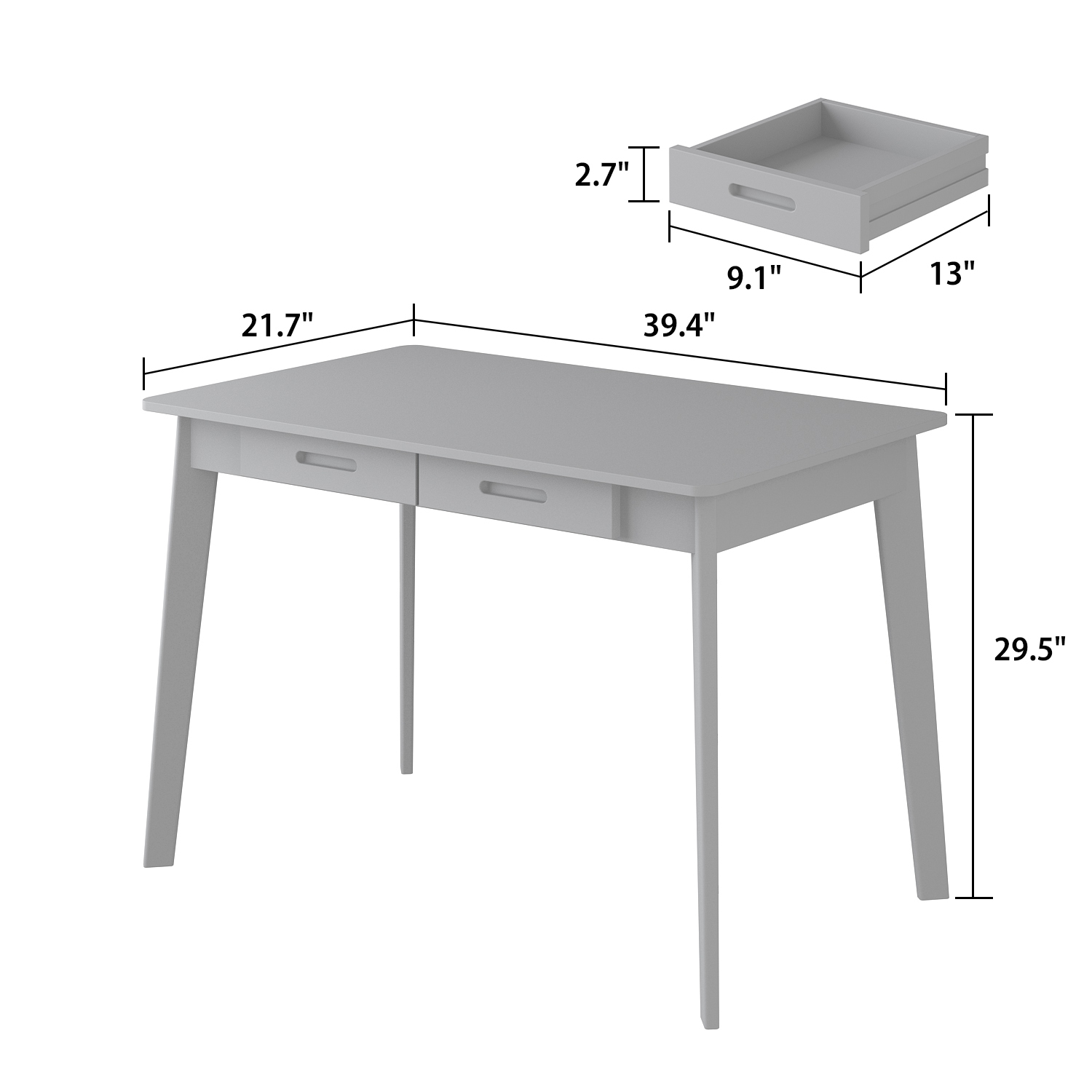 Famapy Walnut Writing Desk with Two Drawers, Modern Home Office Table, Dark Brown