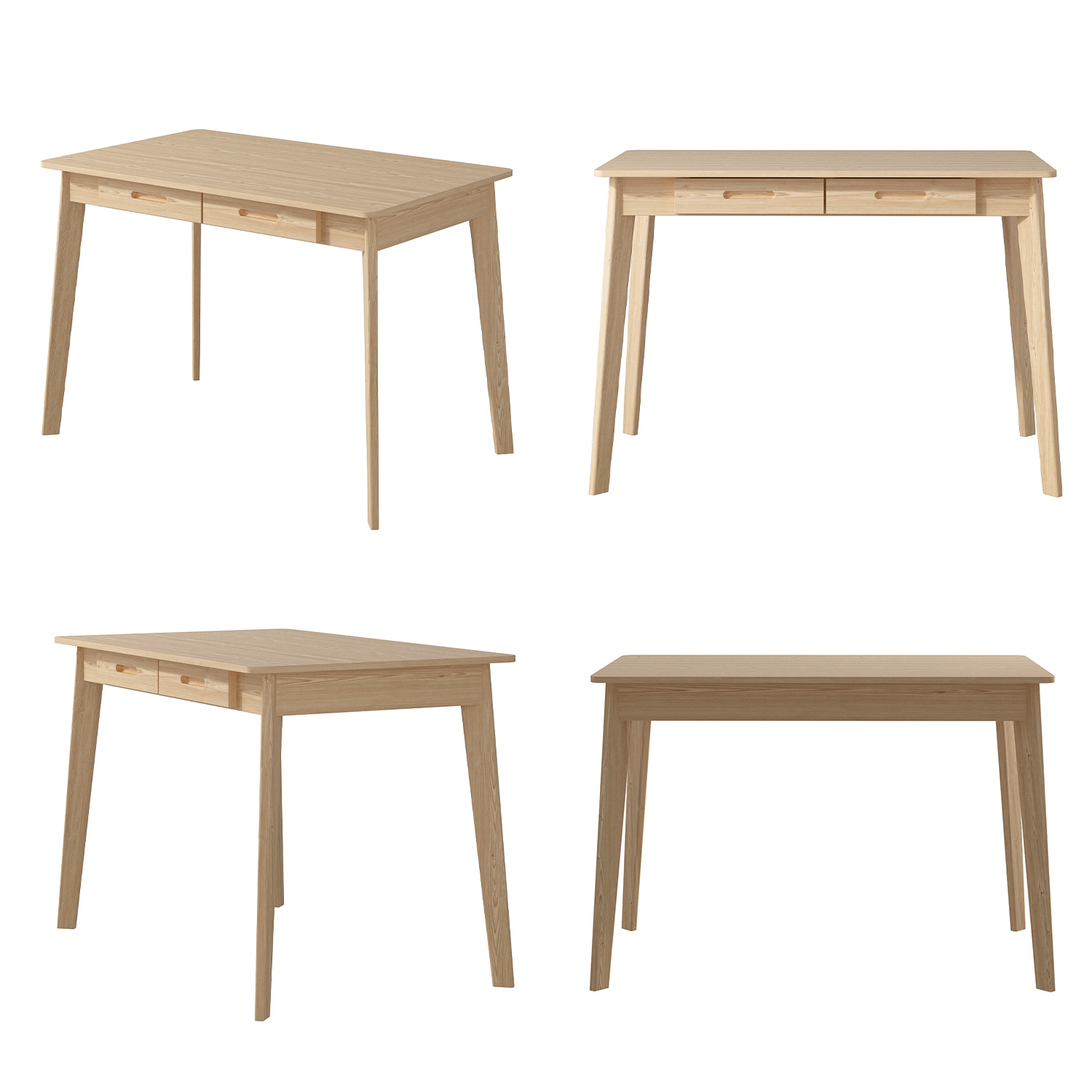 Famapy – Bureau de travail en bois naturel avec deux tiroirs, table de bureau moderne pour la maison, bois naturel