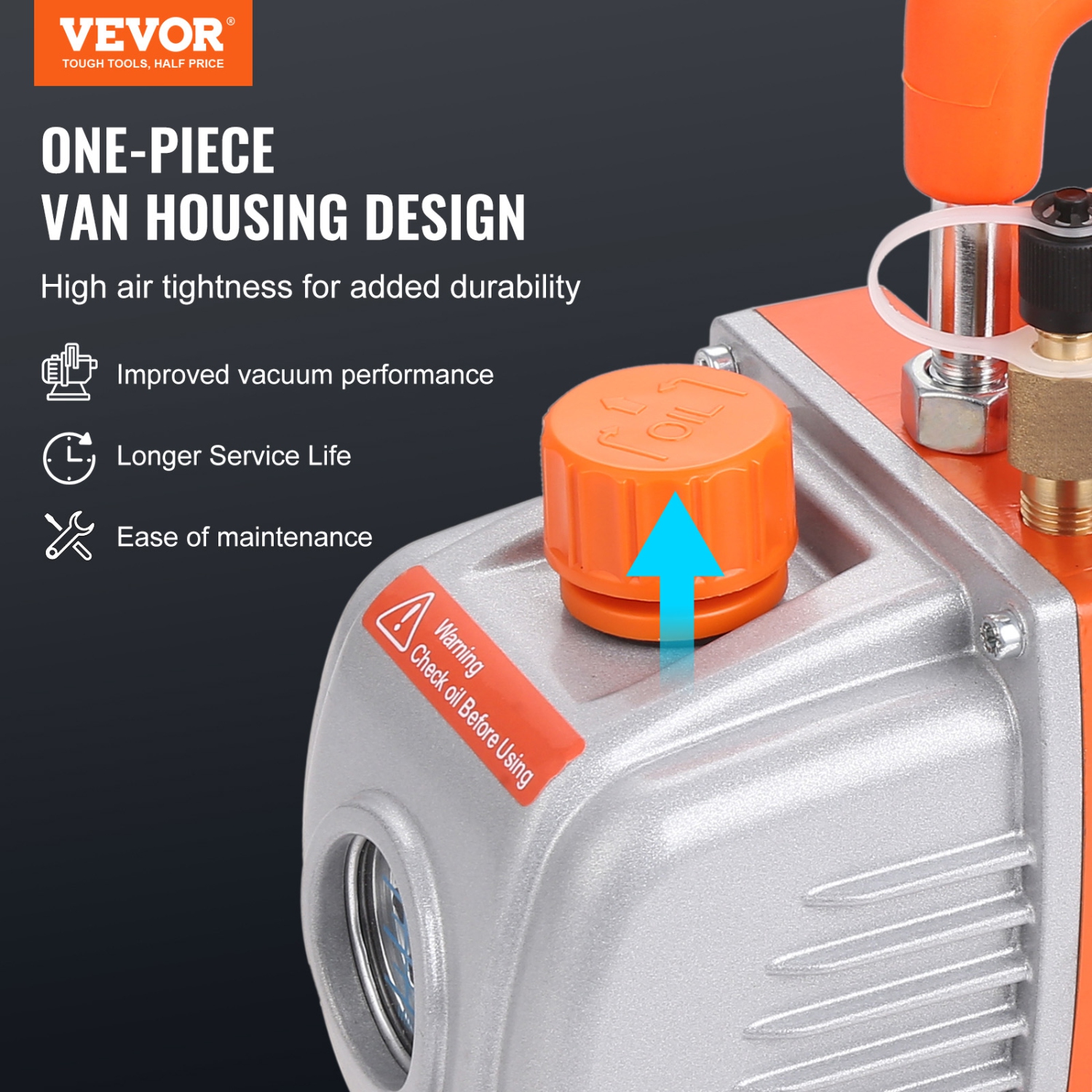 VEVOR 1/4 HP 4 CFM AC Vacuum Pump and Gauge Set, Single Stage Rotary Vane HVAC Air Vacuum Pump A/C&nbsp;Refrigerant&nbsp;Kit Manifold Gauge Set,with