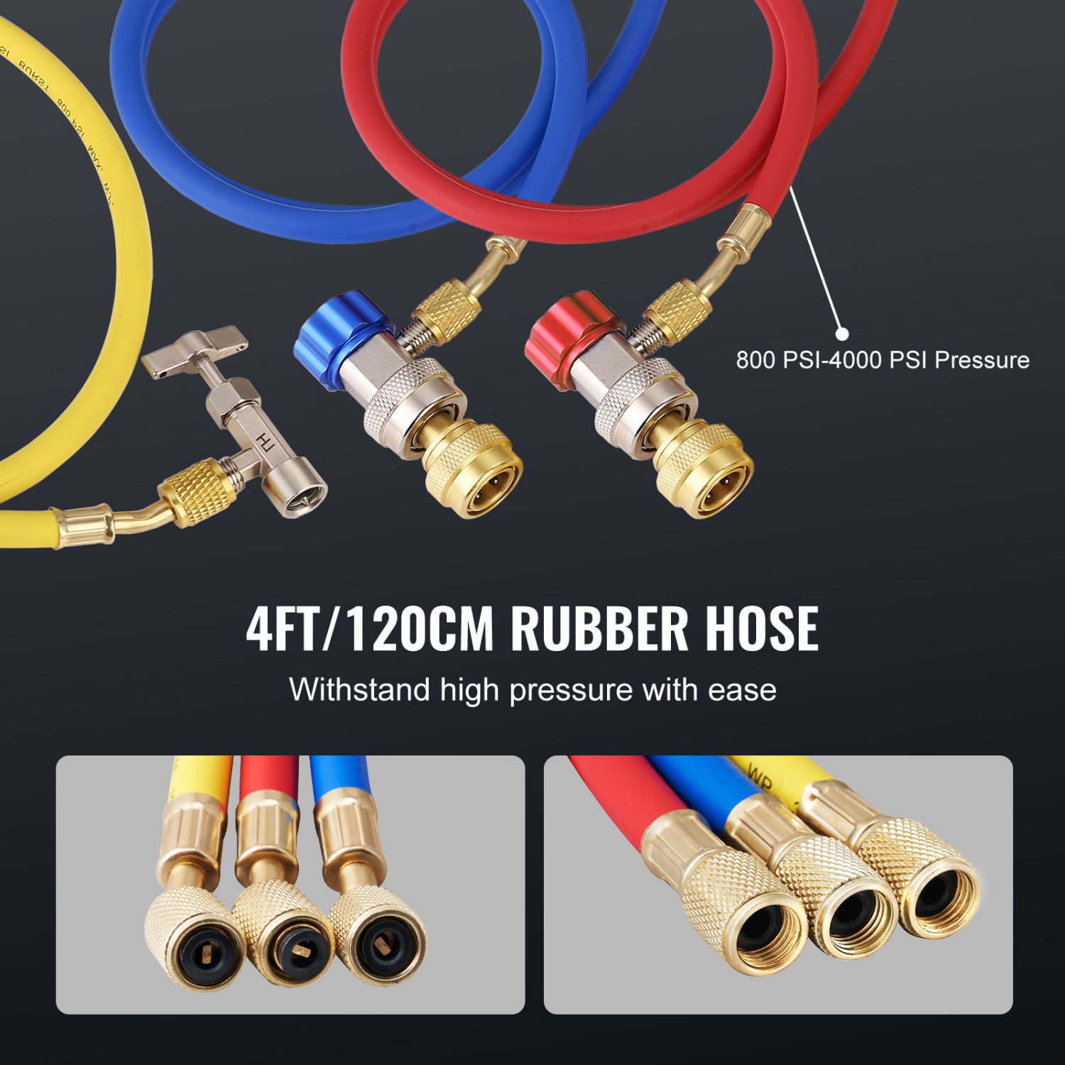 VEVOR 1/5 HP 3.5 CFM AC Vacuum Pump and Gauge Set, Single Stage Rotary Vane HVAC Air Vacuum Pump A/C&nbsp;Refrigerant&nbsp;Kit Manifold Gauge Set,