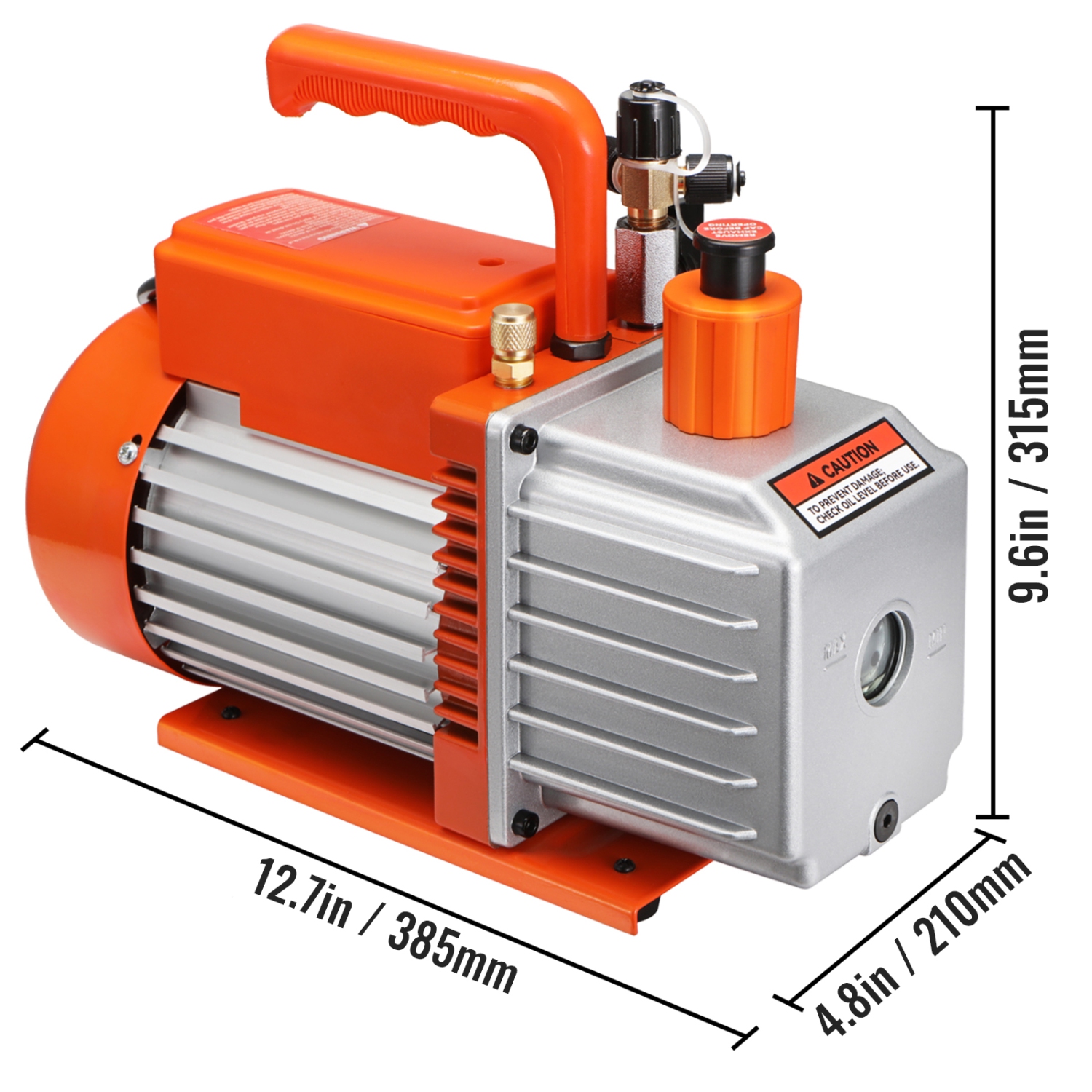 VEVOR 1/2 HP 2 Stage Rotary Vane Vacuum Pump, 5 CFM, 115V Air Conditioning Vacuum Pump, 1/4" SAE Male 3/8" SAE Male 1/2" ACME Male Inlet, for HVAC