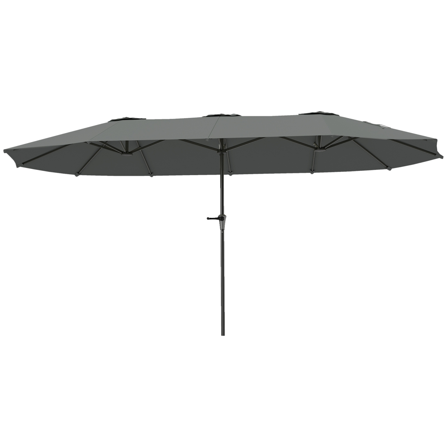 Outsunny 13ft Double-Sided Patio Umbrella, Extra Large Parasol with Crank Handle, Outdoor Market Umbrella for Poolside, Deck, Garden, Light Grey