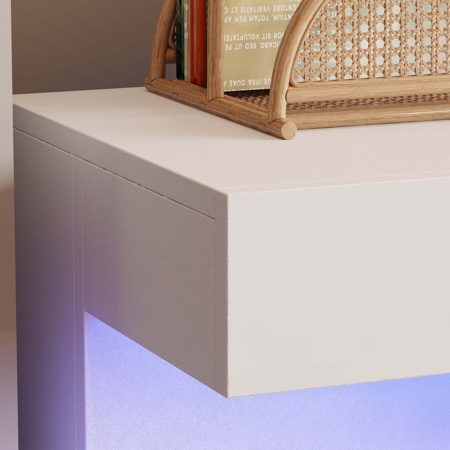 Famapy White TV Cabinet with Electric Fireplace and RGB LED Lights,White