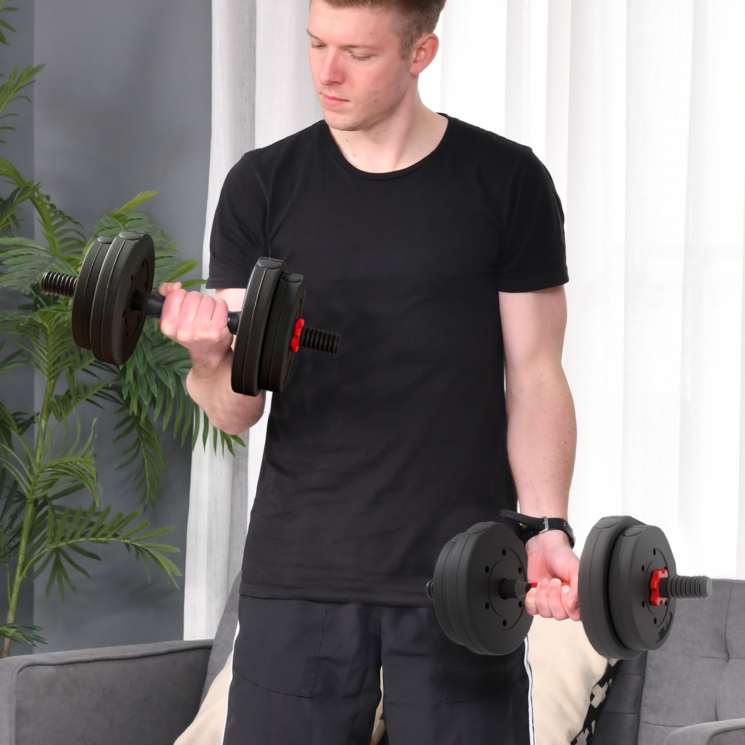 Ensemble d'haltères réglables 2-en-1 33&nbsp;lb de Soozier, haltères et haltères pour la mise en forme du corps, entraînement au levage pour la