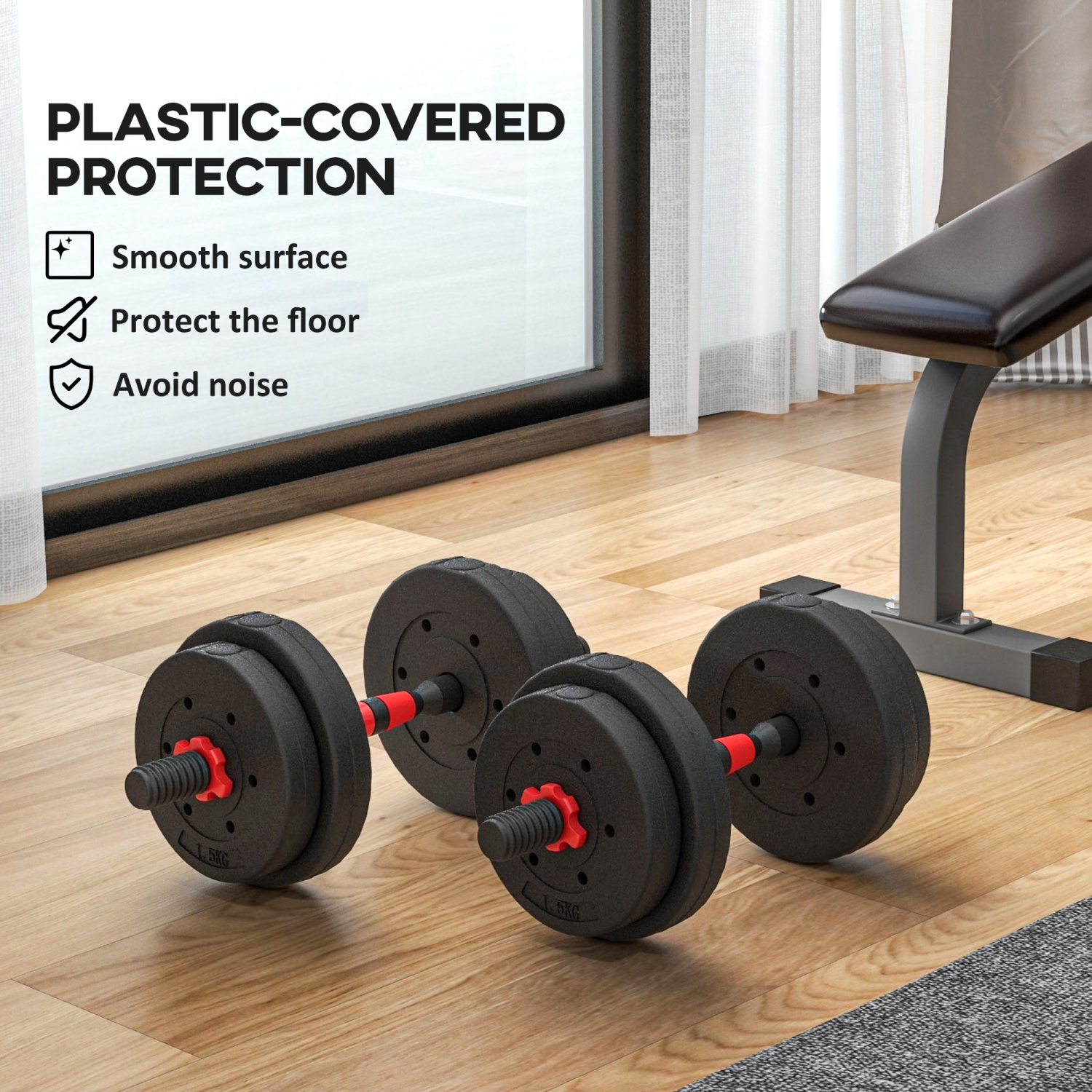 Ensemble d'haltères réglables 2-en-1 33&nbsp;lb de Soozier, haltères et haltères pour la mise en forme du corps, entraînement au levage pour la