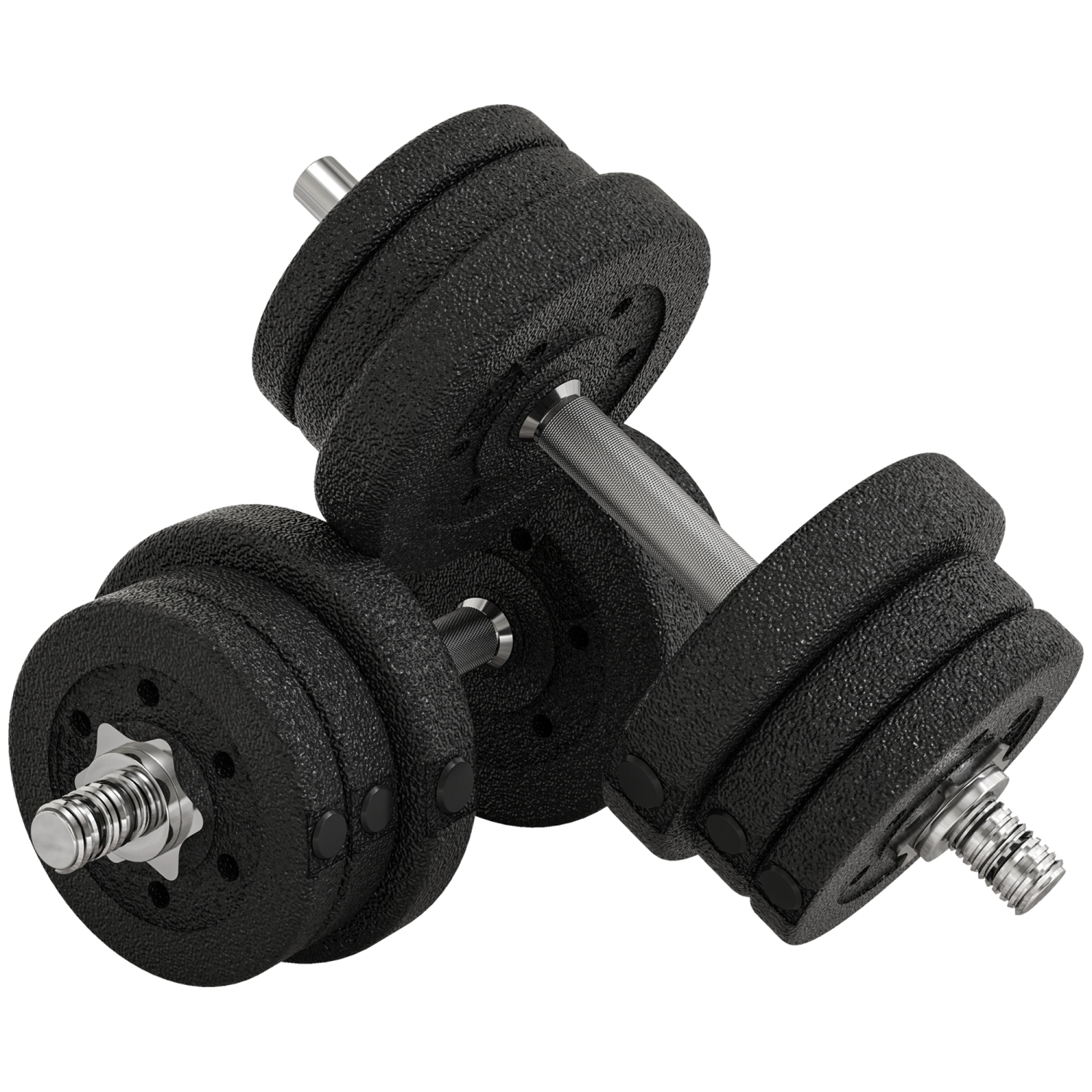 Soozier 2 x 27.5 lbs Adjustable Dumbbells Weight Set Dumbbell Hand Weight Barbell for Body Fitness Lifting Training for Home Office Gym, Black