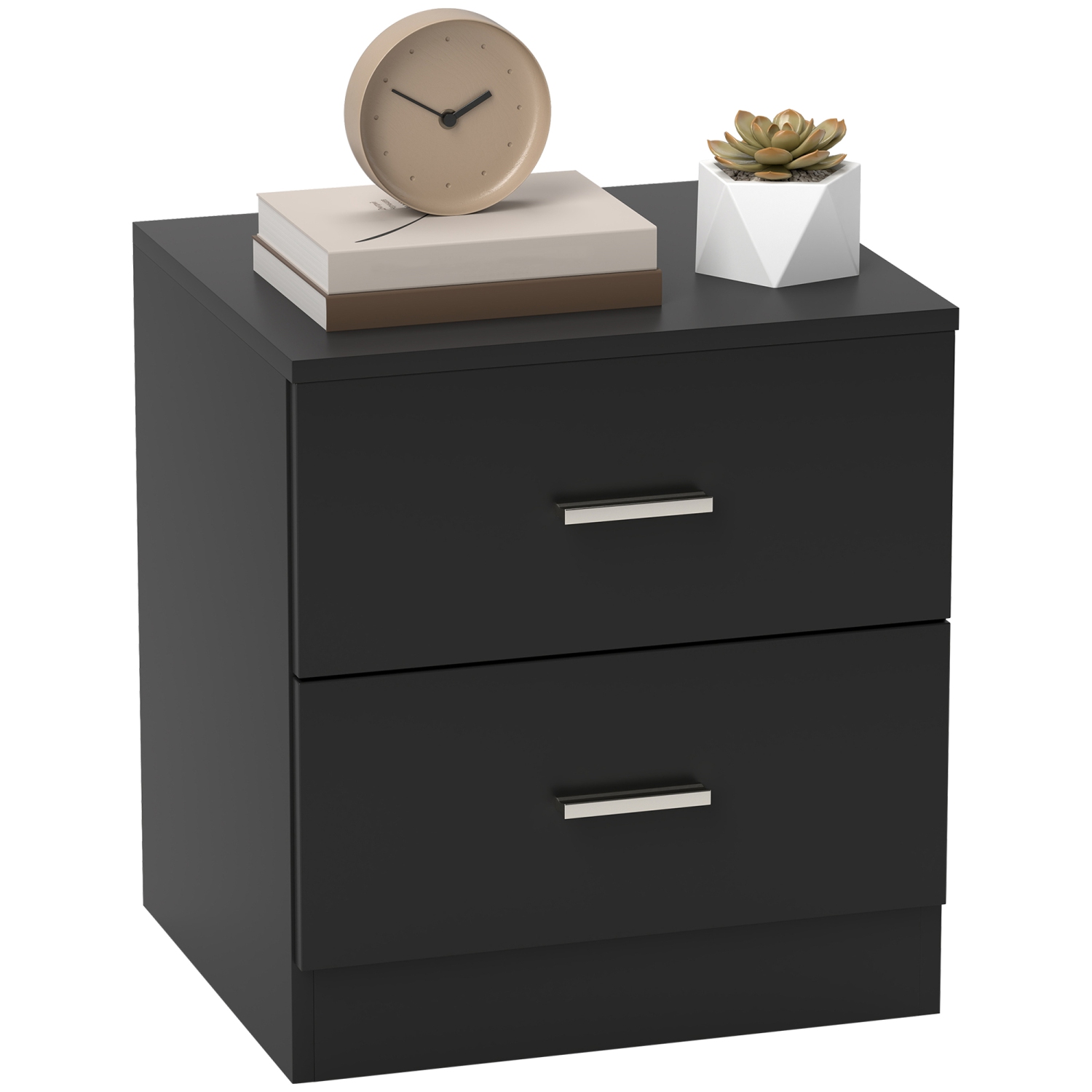 HOMCOM – Table de chevet à 2 tiroirs, table de chevet moderne, armoire de rangement à tiroir latéral pour chambre à coucher, noir
