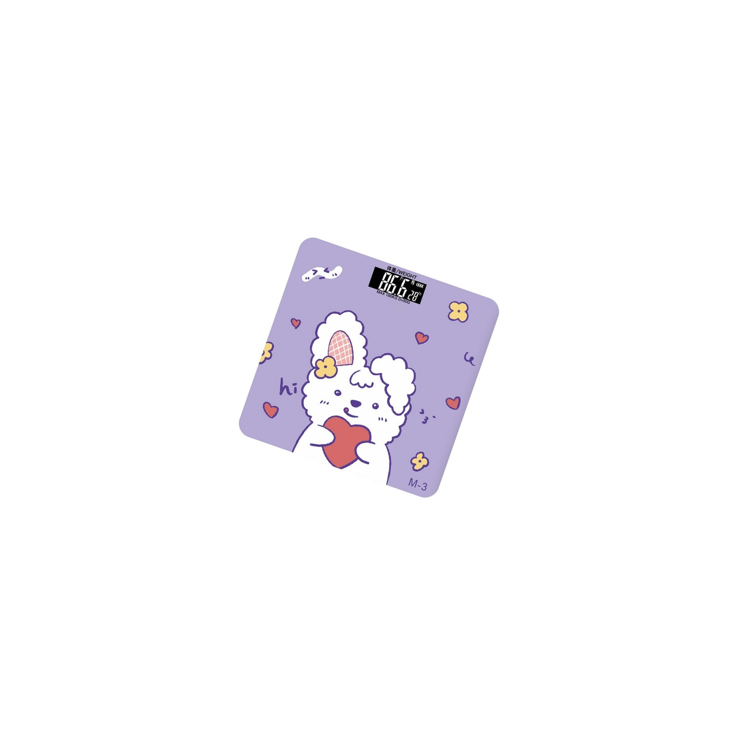 Pèse-personne numérique mignon – mesure précise, affichage facile à lire, activation automatique au toucher, balance en verre trempé durable