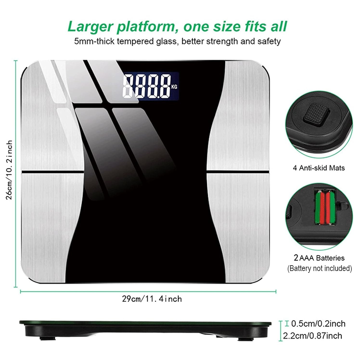 Advanced smart body fat scale - measures weight/BMI/fat/water content, family sharing, clear LCD display Portable scale