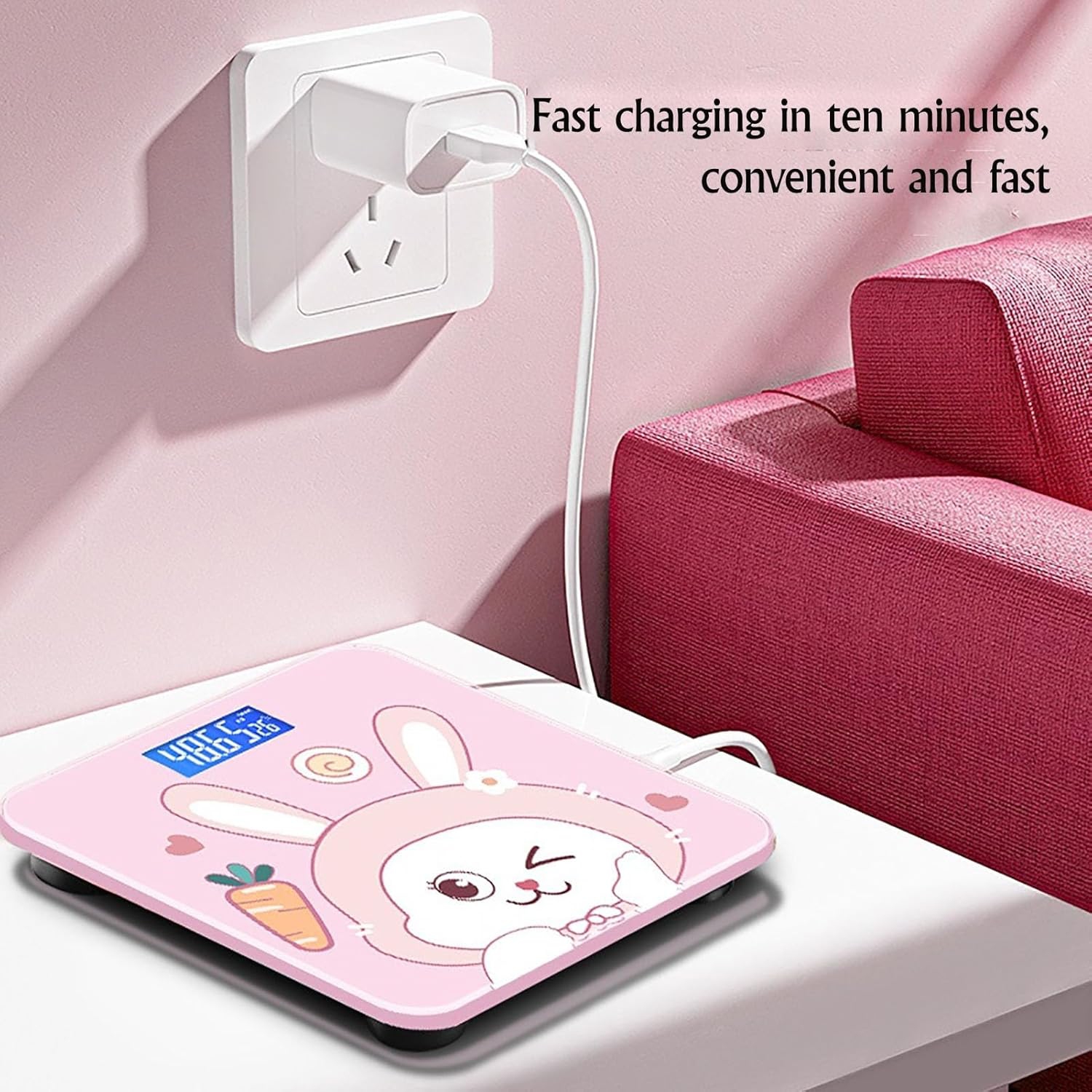 Pèse-personne numérique mignon – mesure précise, affichage facile à lire, activation automatique au toucher, balance en verre trempé durable