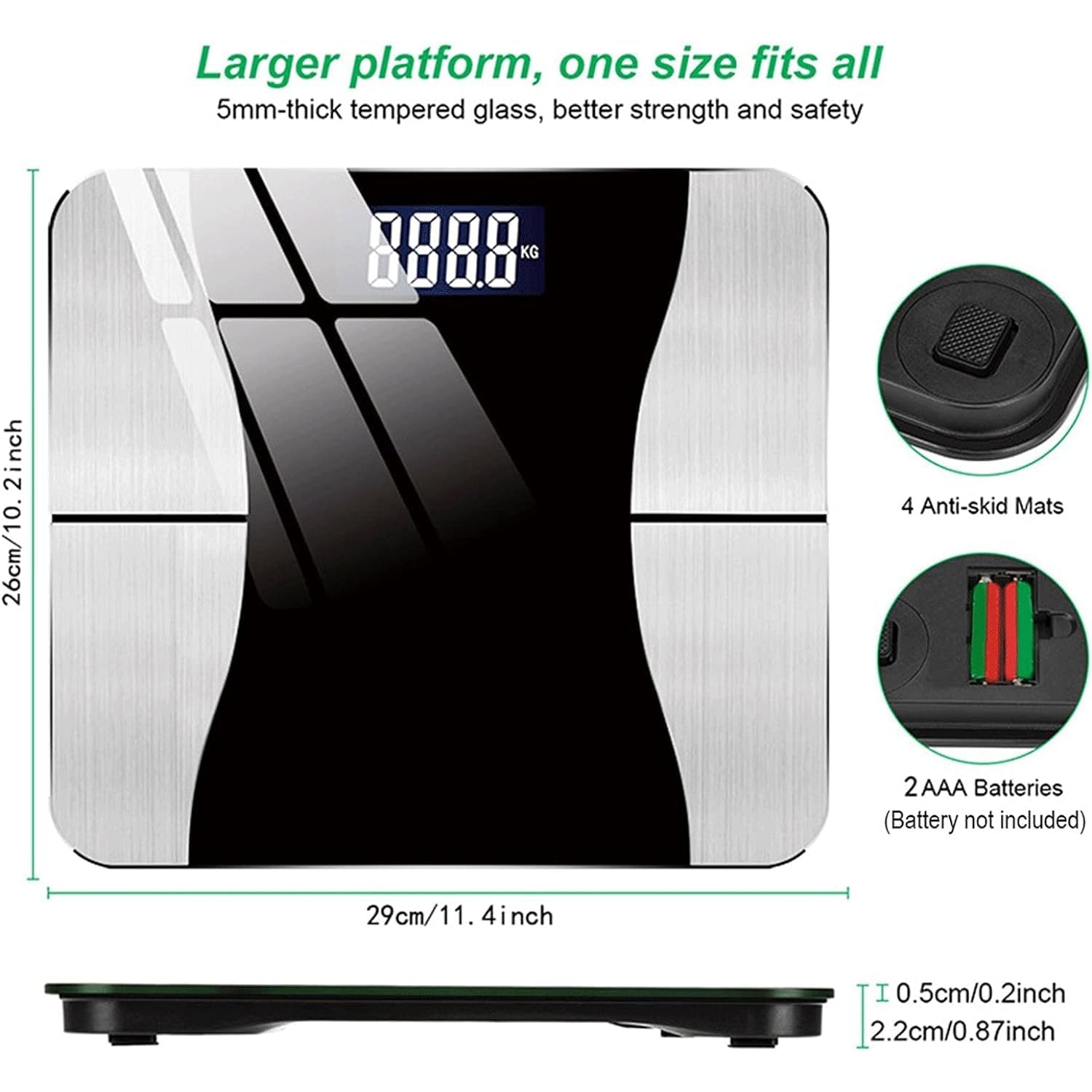 Pèse-personne professionnel - mémoire multi-utilisateurs, analyse des indicateurs à signes multiples, capacité de charge 180 kg grande, écran