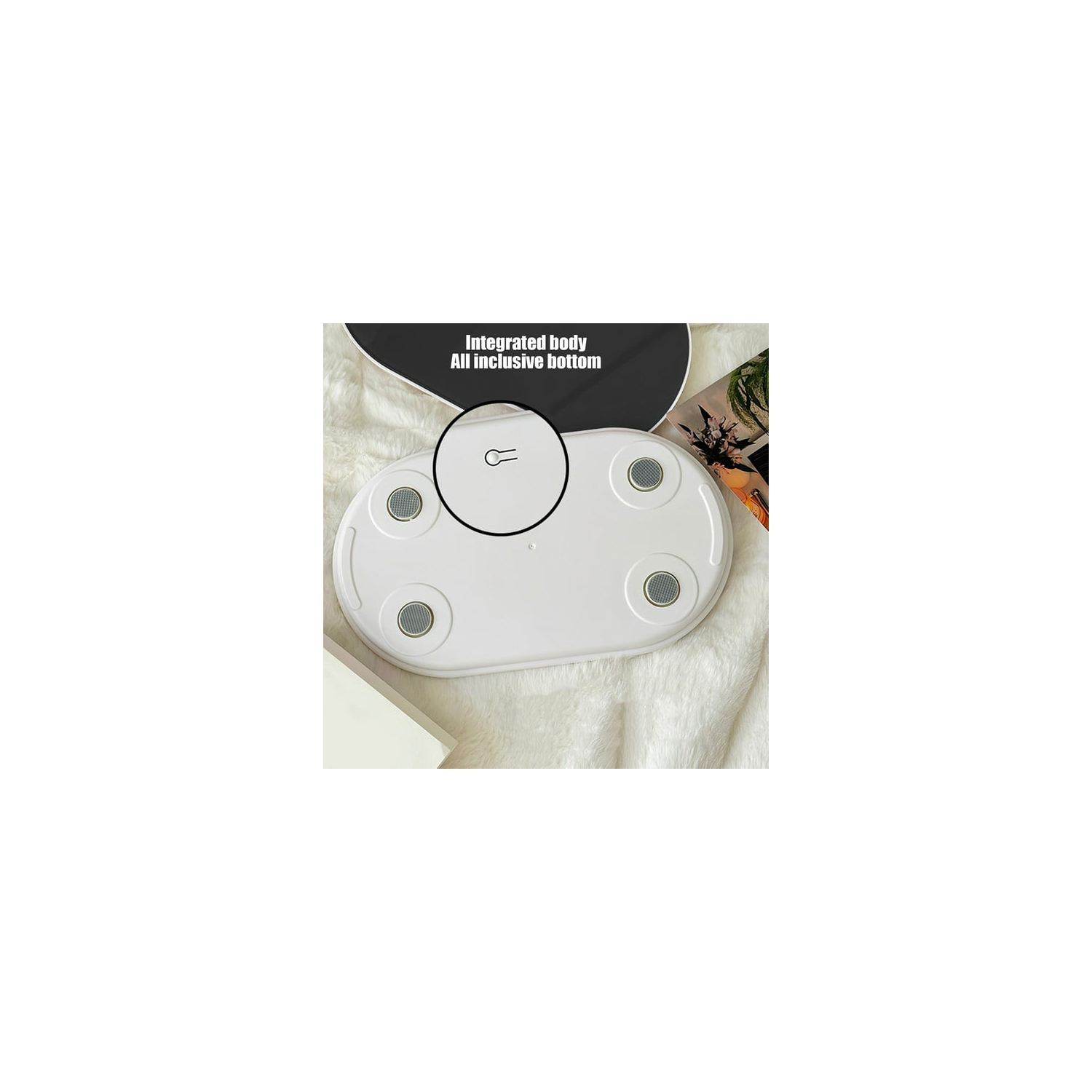 Balance électronique à miroir de mode – Modèle ultramince 25&nbsp;cm, écran rétroéclairé LCD, pèse-personne ovale de voyage essentiel