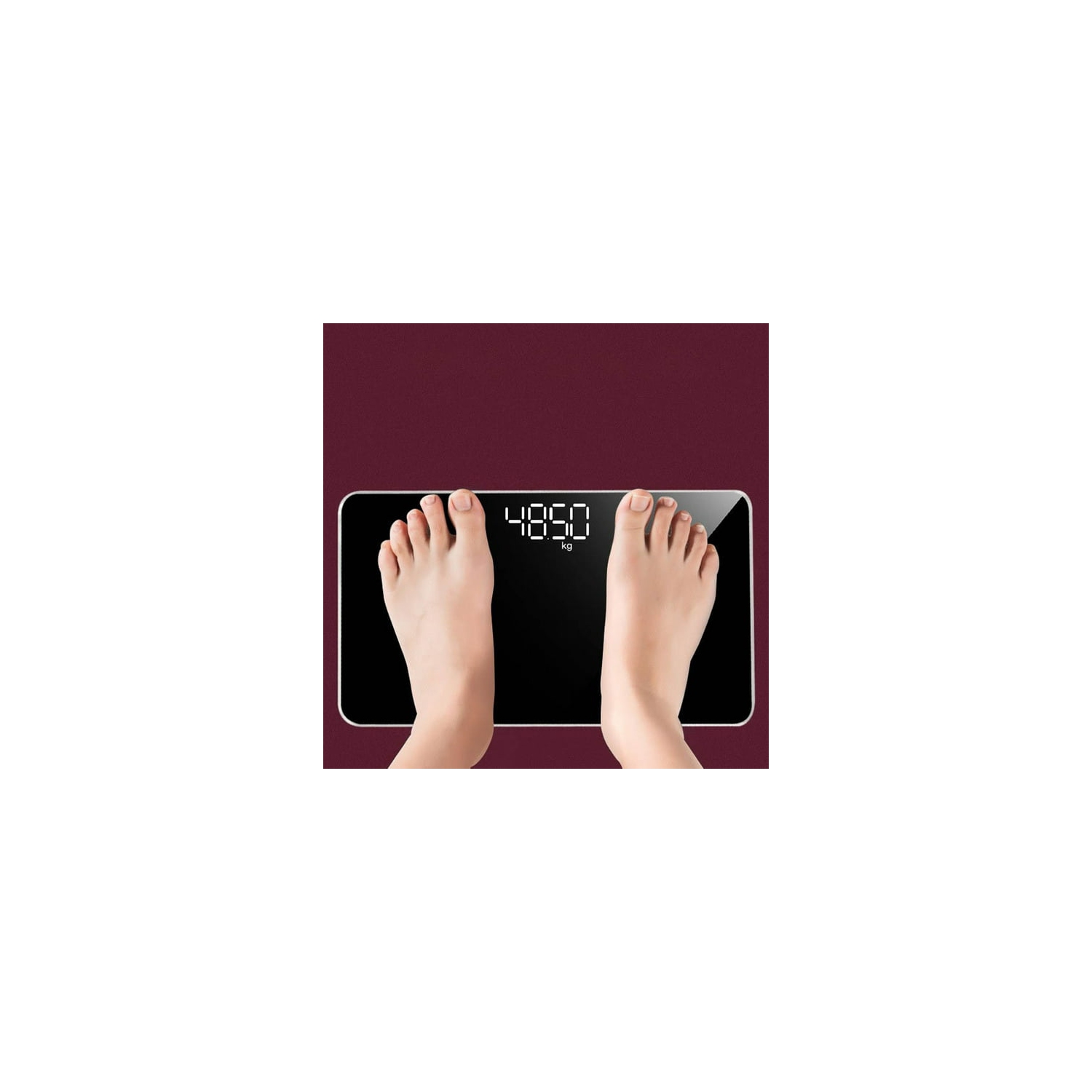 Home scale Electronic scale - 4 high-precision sensors, LCD backlit display, foldable stand Rectangular mirror scale