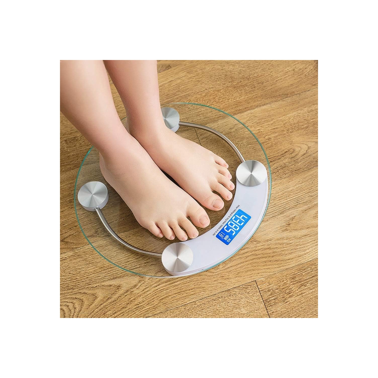 Weight scale, home electronic scale, high-precision measurement, 4 mm tempered glass, diameter 28 cm, LCD backlight display, 180 kg, white