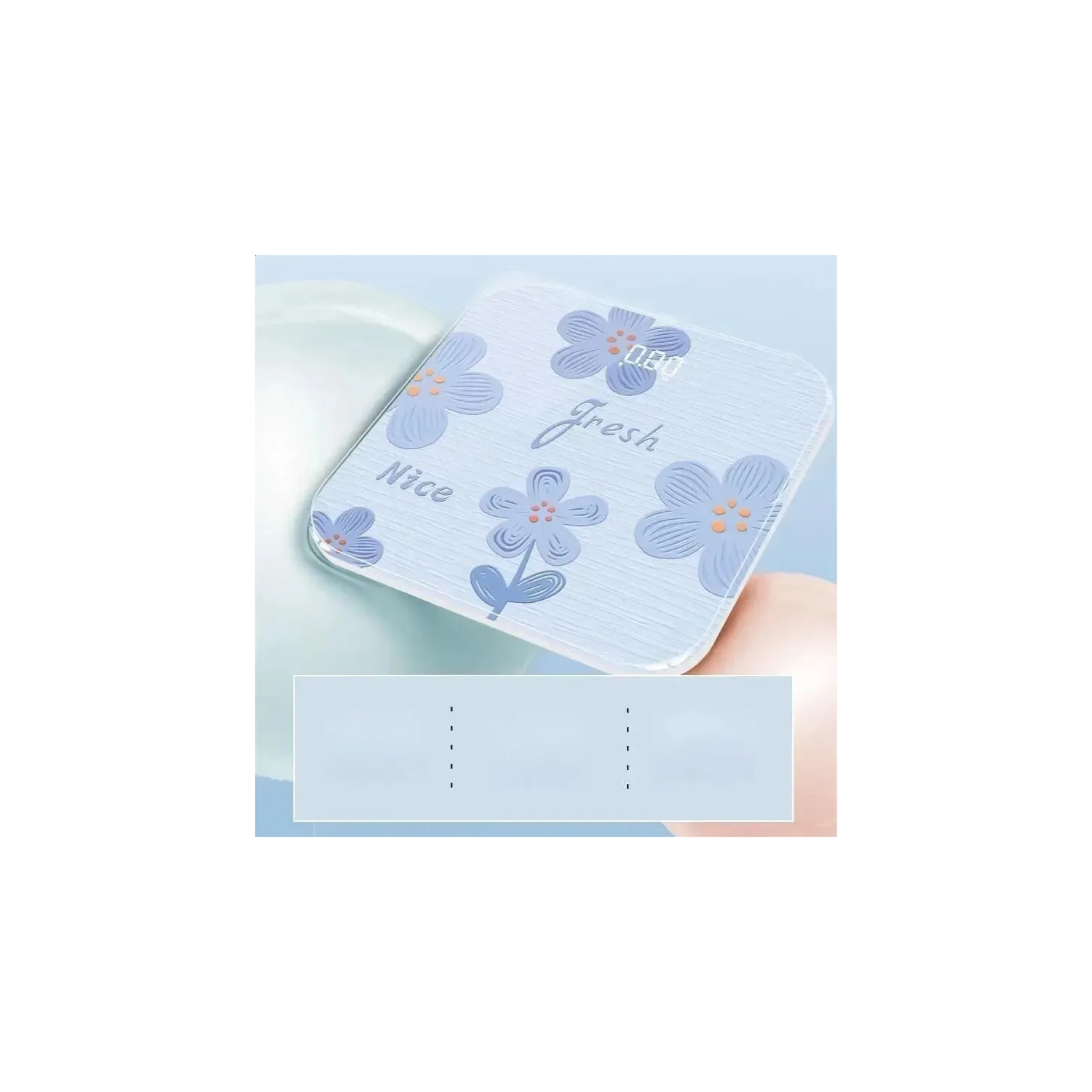 Blue backlit electronic scale – cute design, tempered glass material, auto-on touch function, accurate measurement, long battery life