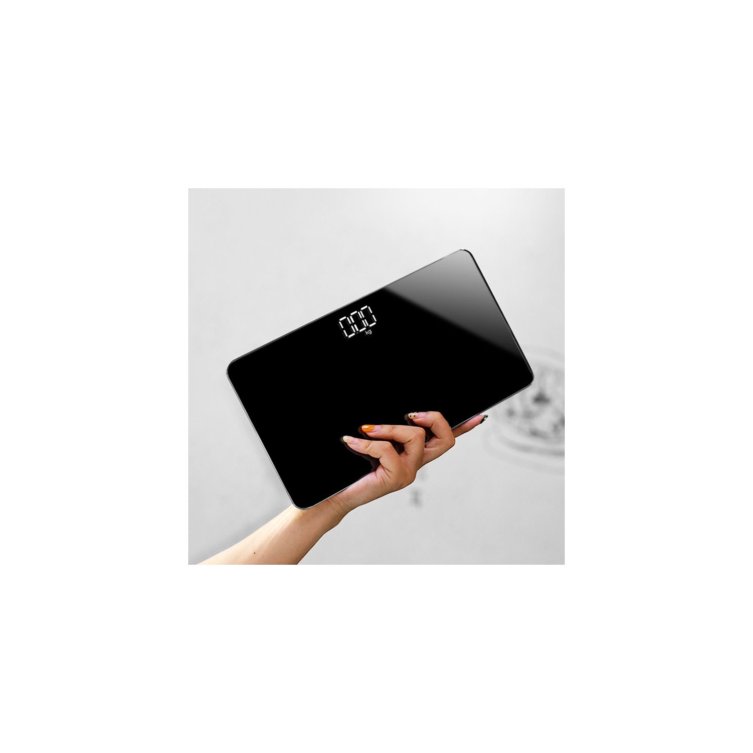 Balance électronique à miroir de mode – Modèle ultramince 25 cm, écran rétroéclairé LCD, pèse-personne rectangulaire essentiel de voyage