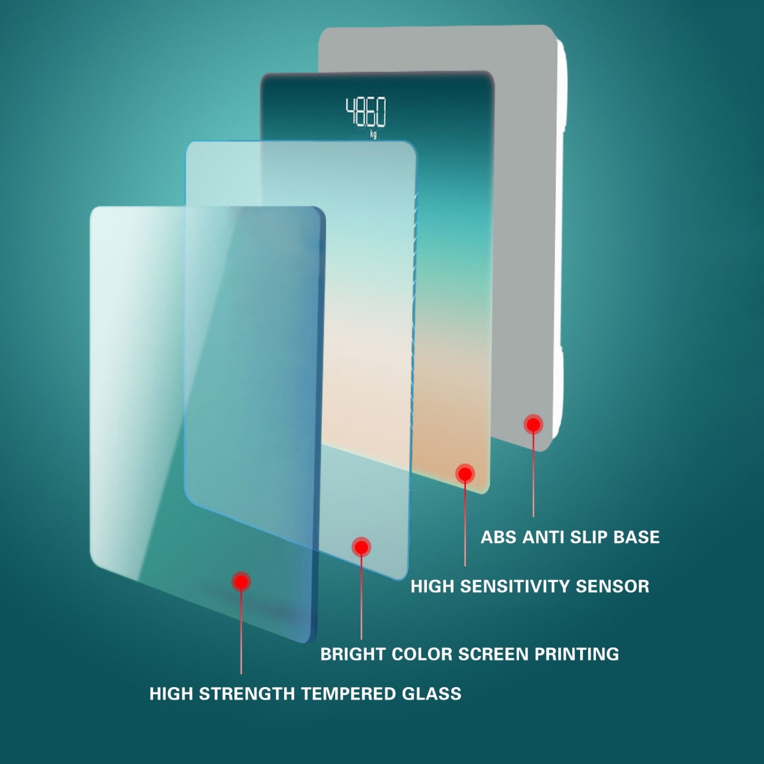 Elegant digital weight scale - large LCD display, clear display, space-saving design, a perfect gift for fitness and health