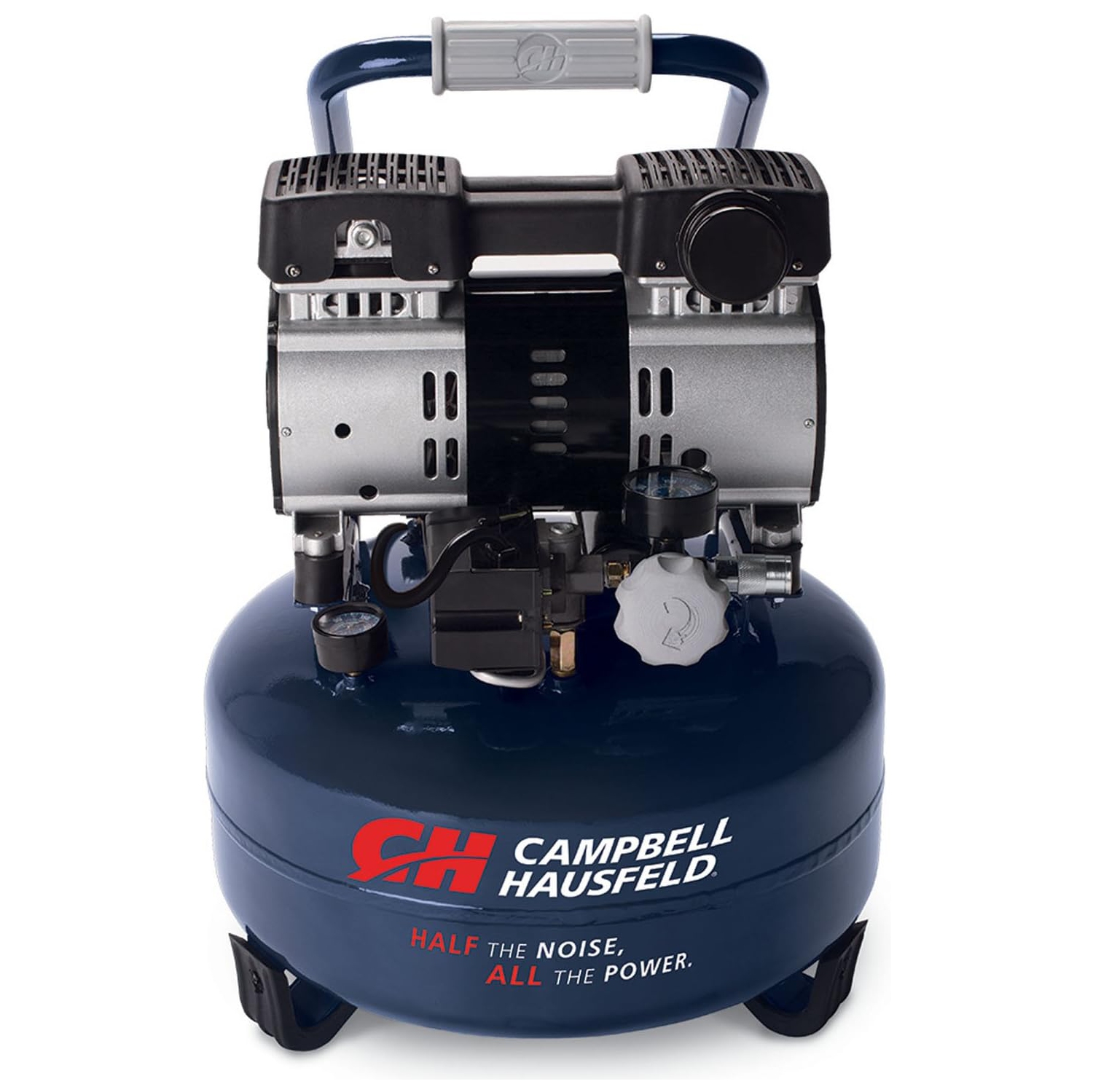Campbell Hausfeld Quiet Air Compressor, 6 Gallon Pancake, Half The Noise, 4X Life, All The Power