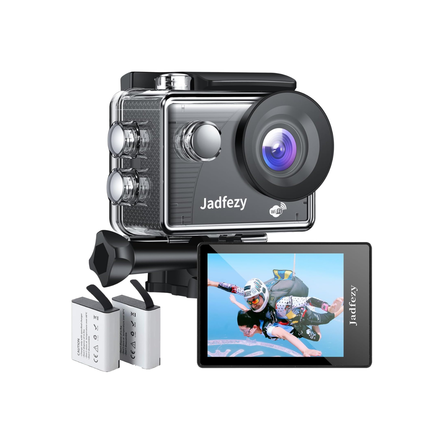 WiFi Action Camera Ultra HD 1080P, 12MP Sports Camera Wide-Angle 2" LCD Screen, 30m/98ft Underwater Waterproof Camera with 2 Batteries and