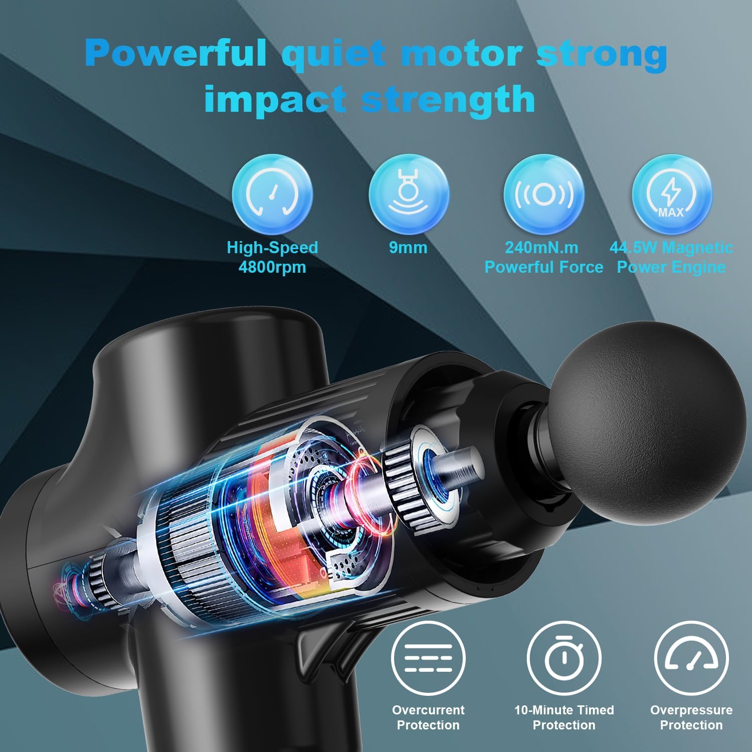 HOPOSO Powerful Portable Sports Massage Gun with 30 Speeds, 8 Massage Heads, Quiet Motor, LCD Screen, Rechargeable, Carry Case