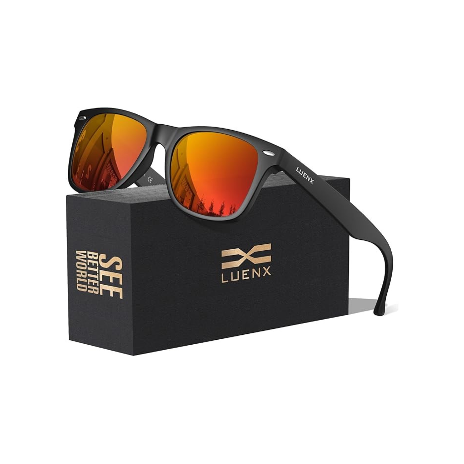 LUENX Polarized Sunglasses for Men Women Square Frame - UV 400 Protection 54MM