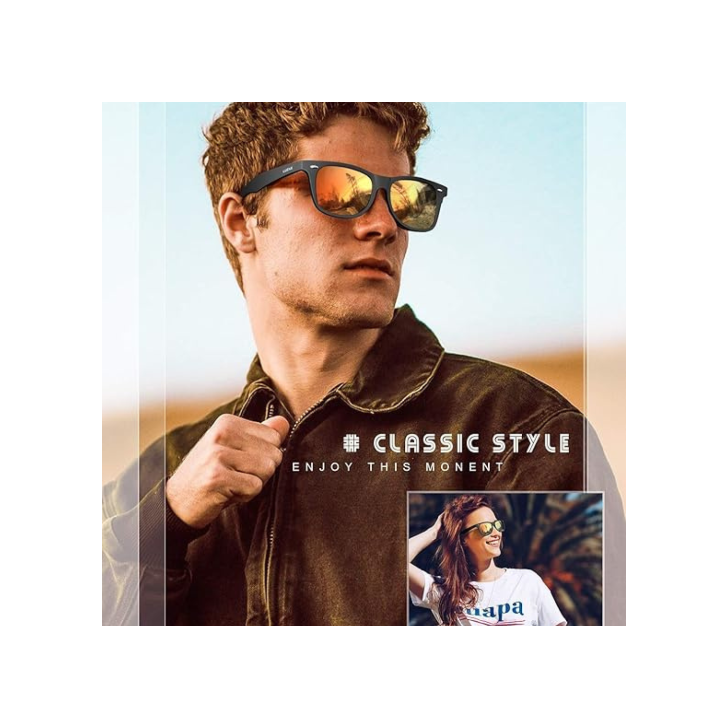 LUENX Polarized Sunglasses for Men Women Square Frame - UV 400 Protection 54MM