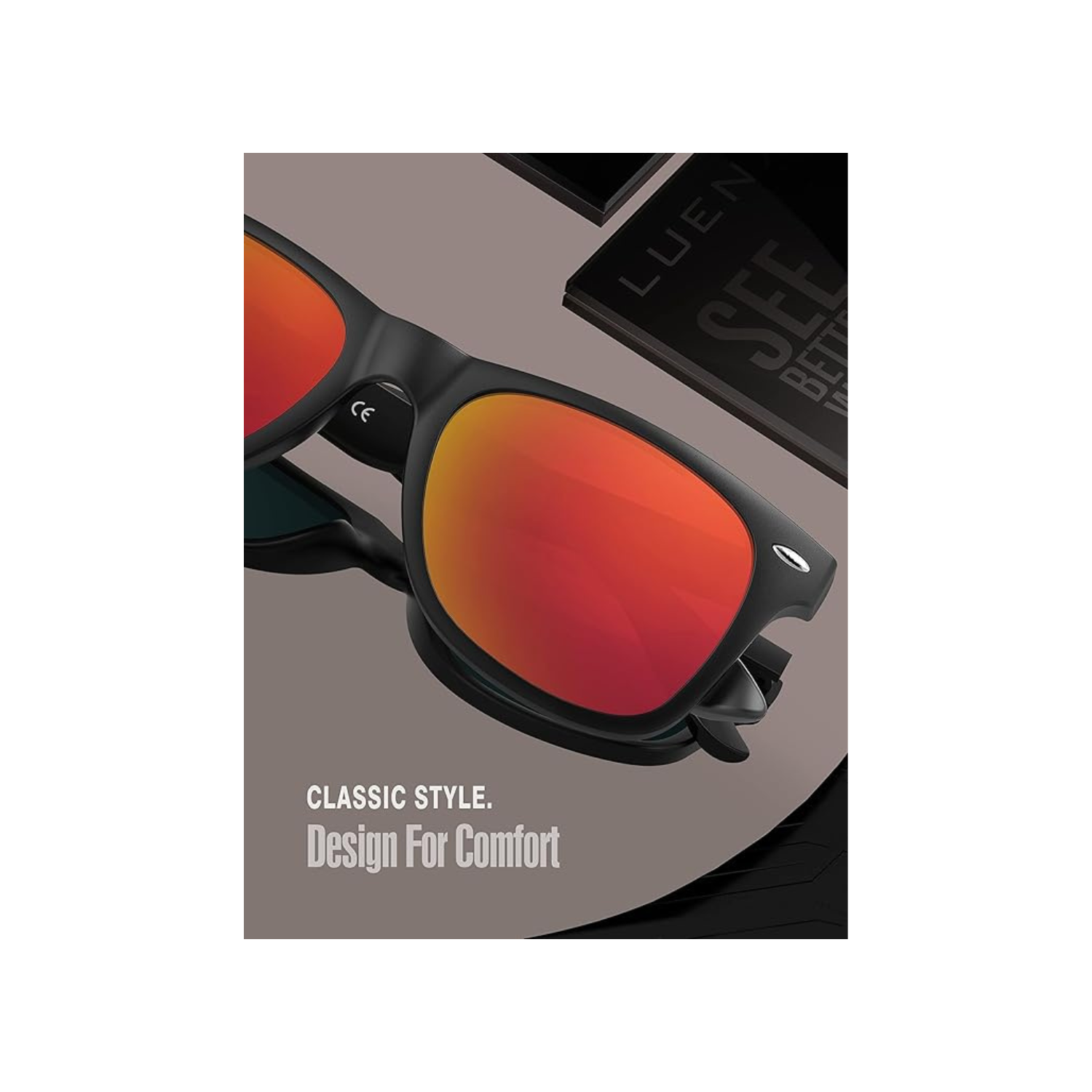 LUENX Polarized Sunglasses for Men Women Square Frame - UV 400 Protection 54MM