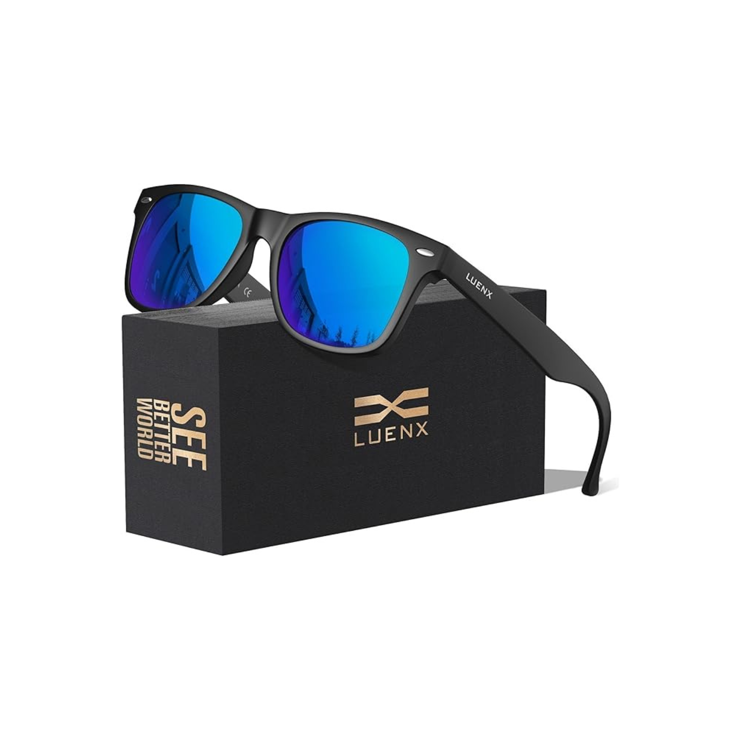 LUENX Polarized Sunglasses for Men Women Square Frame - UV 400 Protection 54MM