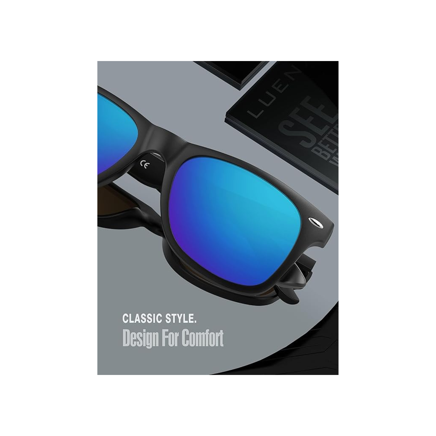 LUENX Polarized Sunglasses for Men Women Square Frame - UV 400 Protection 54MM