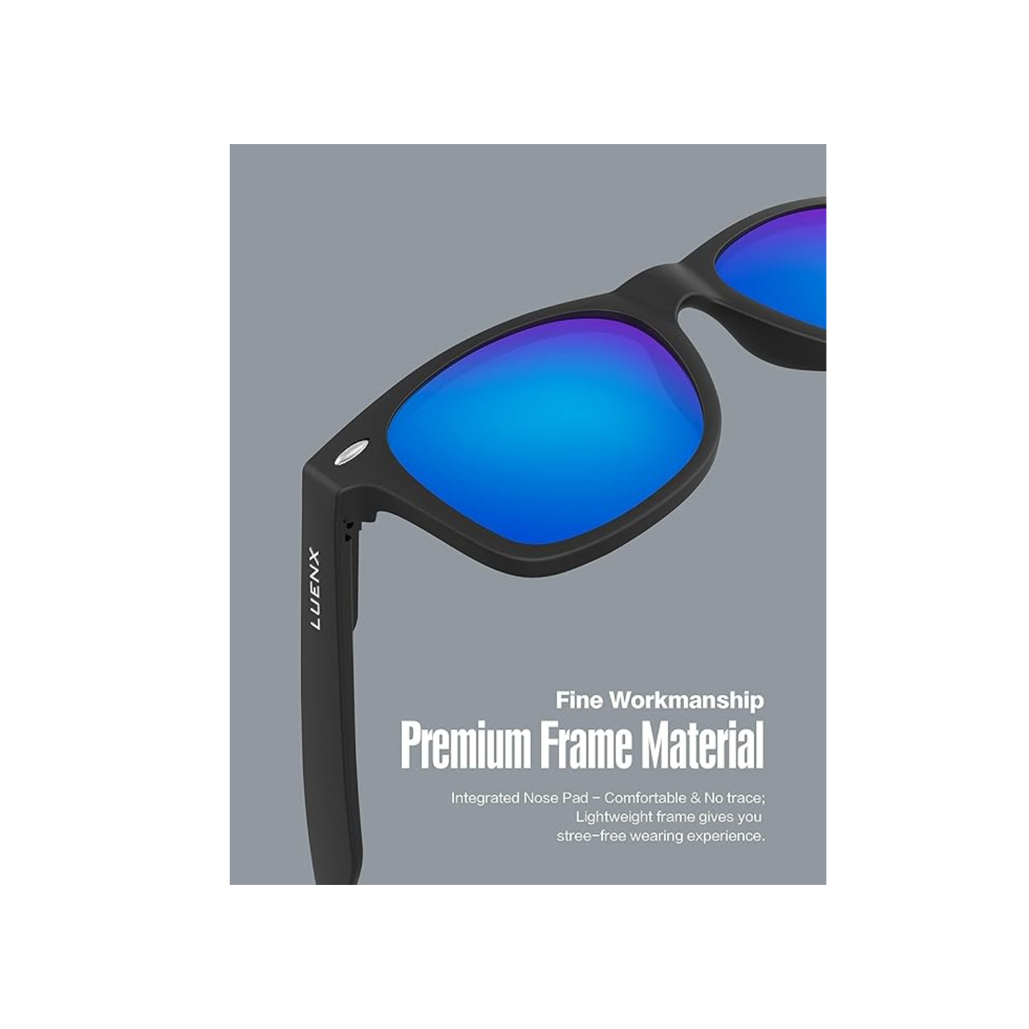 LUENX Polarized Sunglasses for Men Women Square Frame - UV 400 Protection 54MM