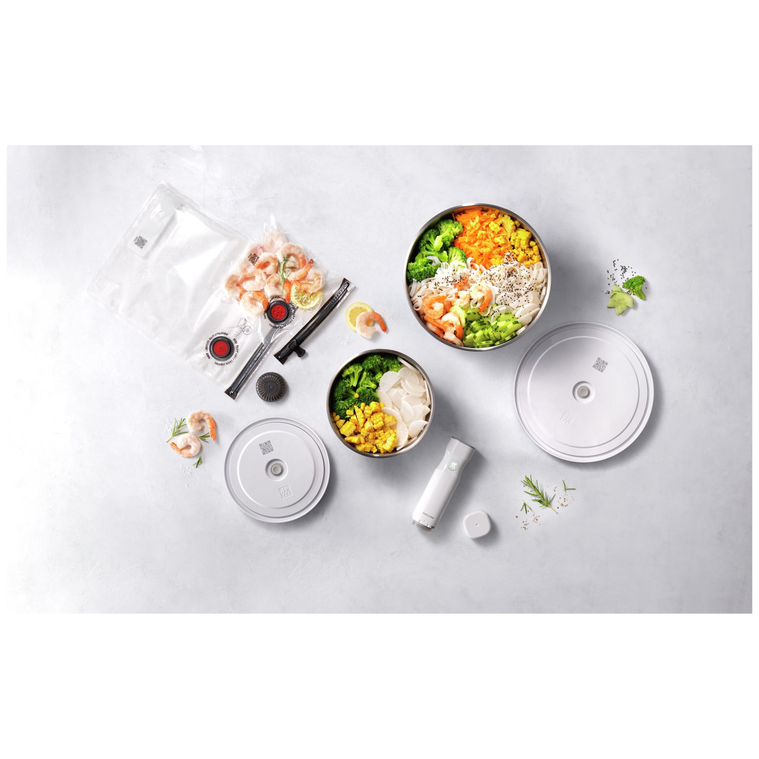 ZWILLING Fresh & Save BOWLS Stainless Steel / M/L Vacuum Starter Set, 9 Piece