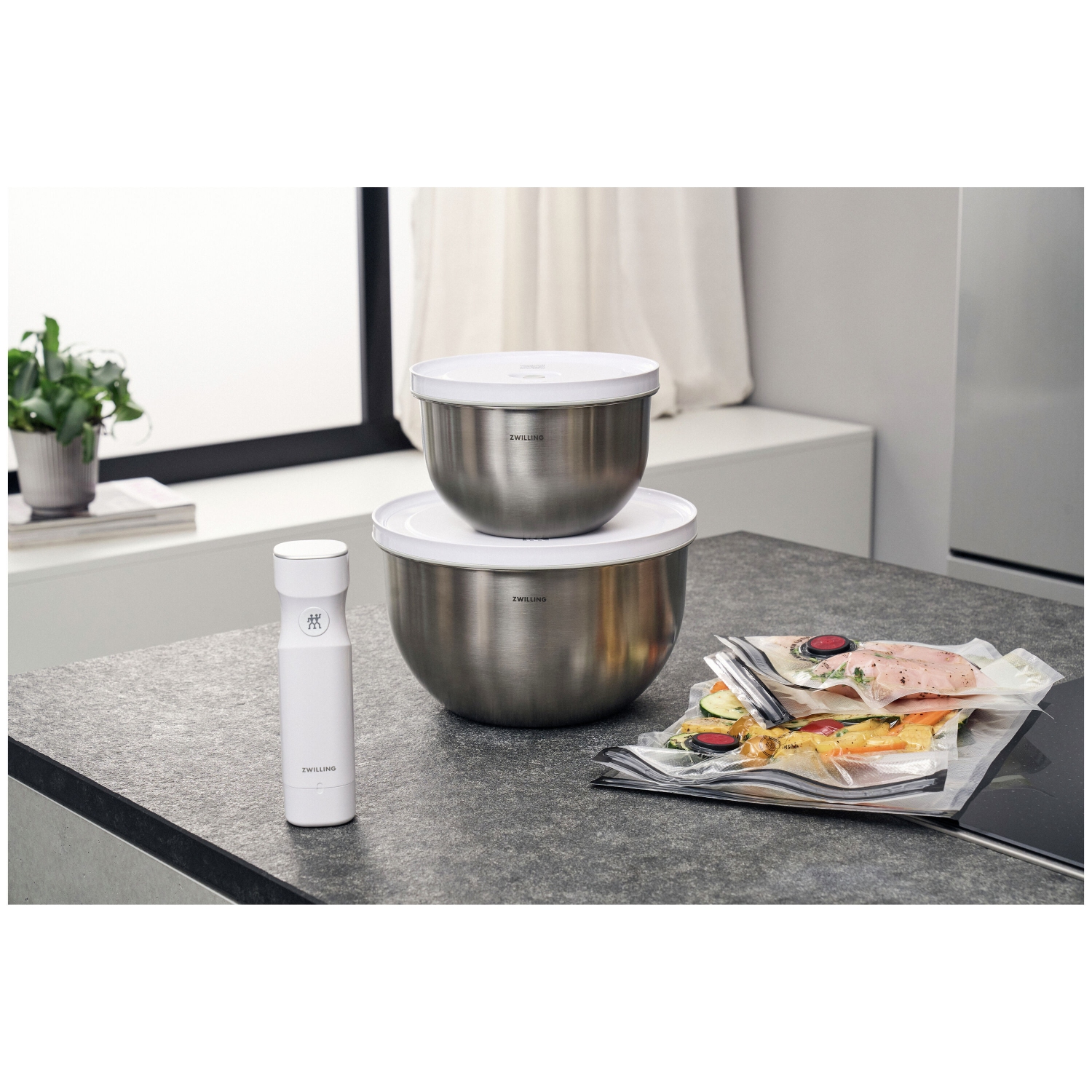 ZWILLING Fresh & Save BOWLS Stainless Steel / M/L Vacuum Starter Set, 9 Piece