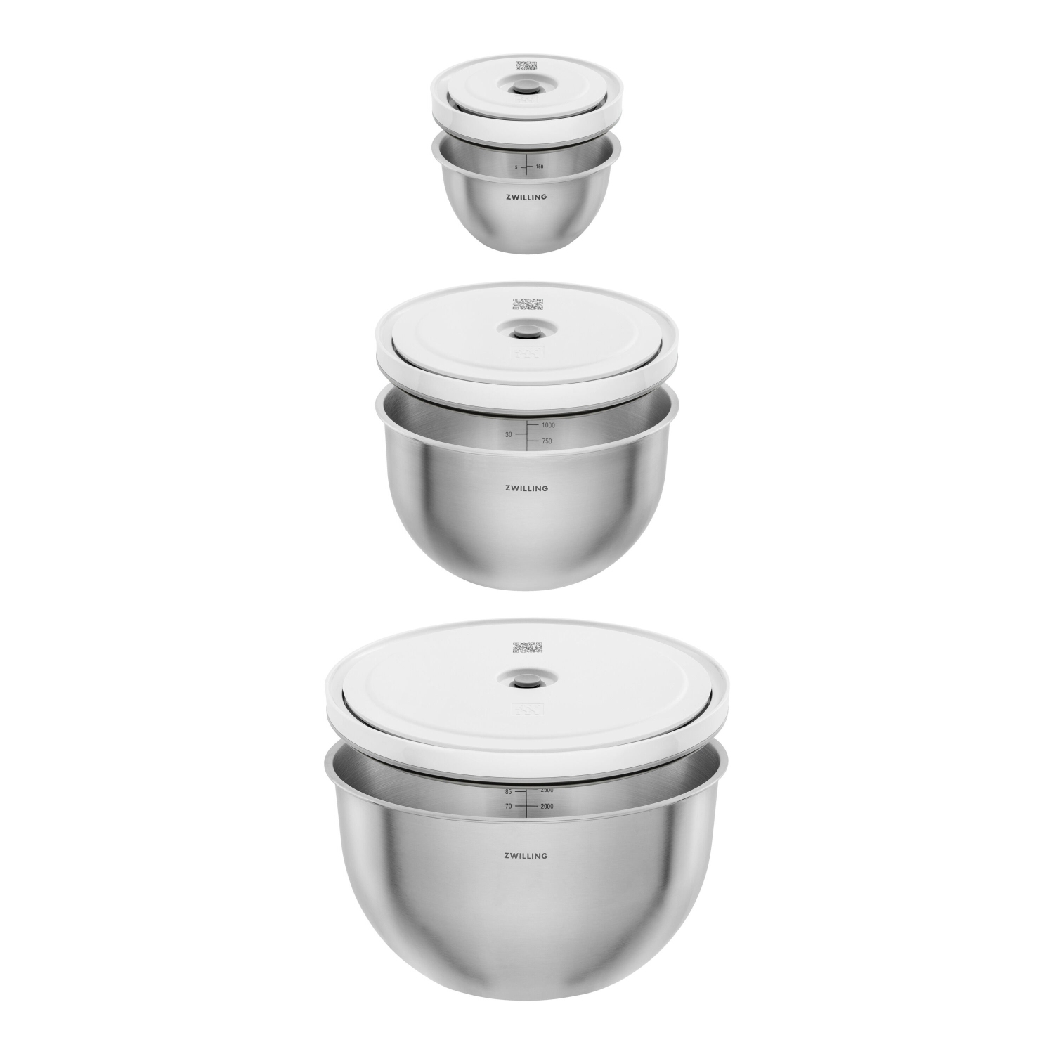 Ensemble de bols sous vide Fresh & Save BOWLS DE ZWILLING P/M/G/6 pièces en acier inoxydable, argenté-blanc