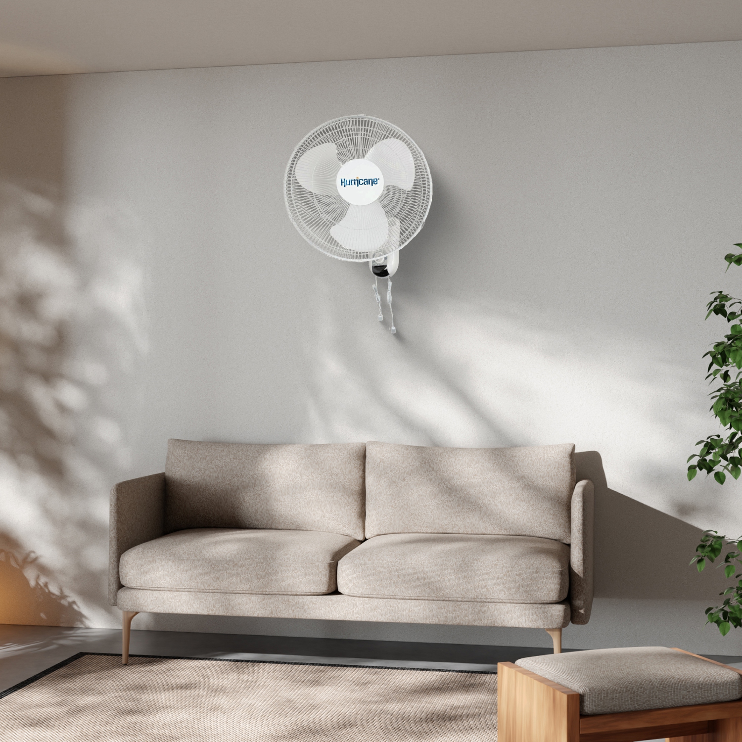 Hurricane – Ventilateur mural oscillant à 3 vitesses de 16&nbsp;po, 90 degrés, blanc