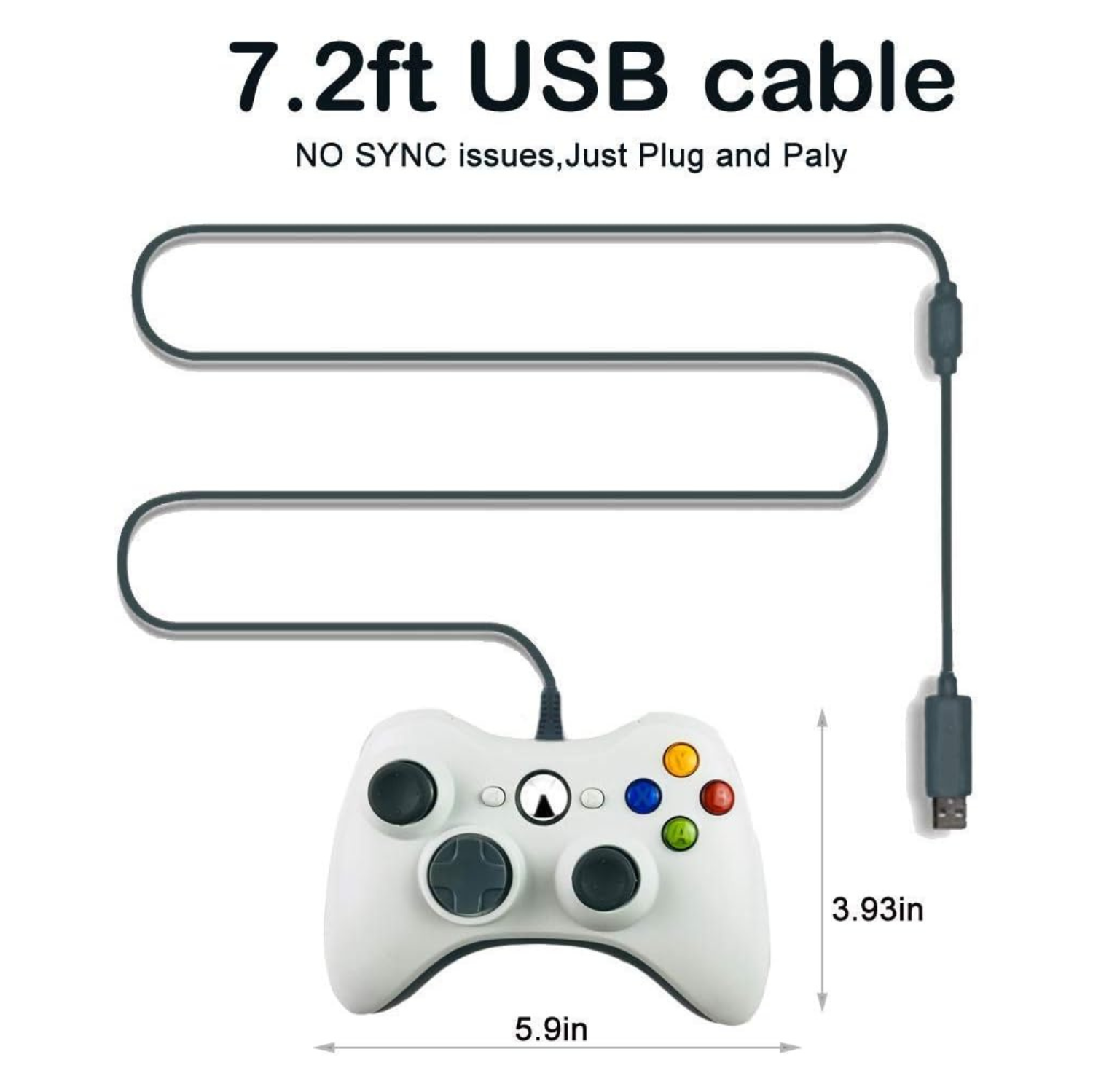 Reiso Xbox 360 Controller, 2 Packs 7.2 ft USB Wired Controllers Gamepad Compatible with Microsoft Xbox 360 & Slim 360 PC Windows 7