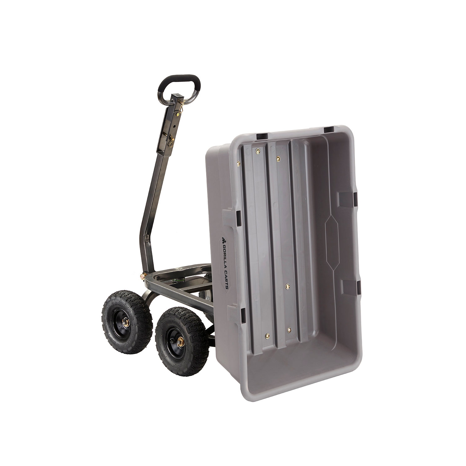 Chariot utilitaire robuste Gorilla Carts en poly, capacité de 800 lb, gris